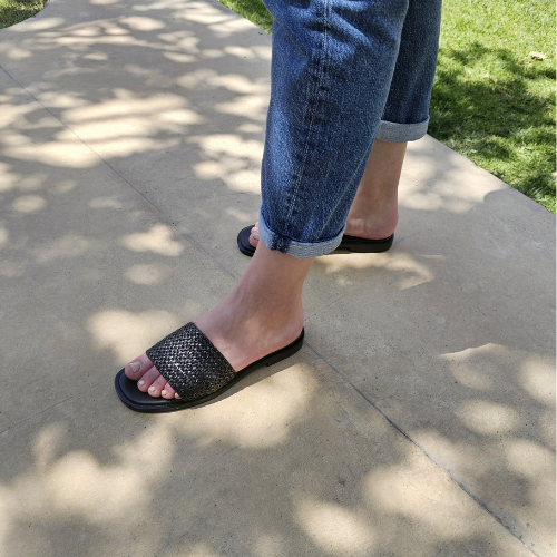 MARGARITA Raffia Strap Slide Sandals