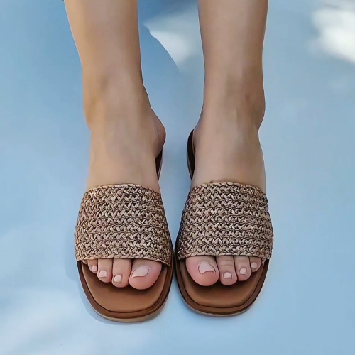 MARGARITA Raffia Strap Slide Sandals