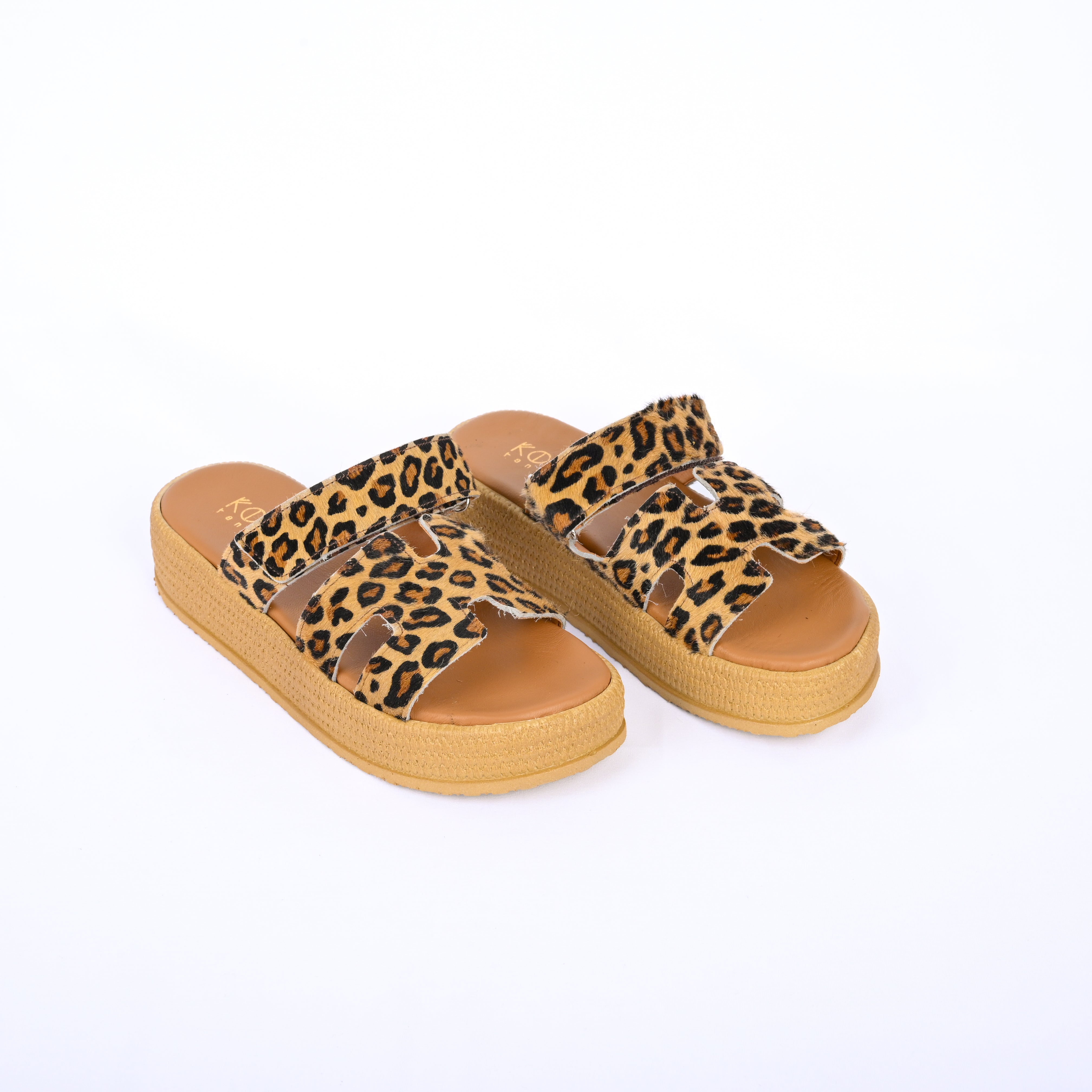ATHANASIA Leather Flatform with Espadrille Sole