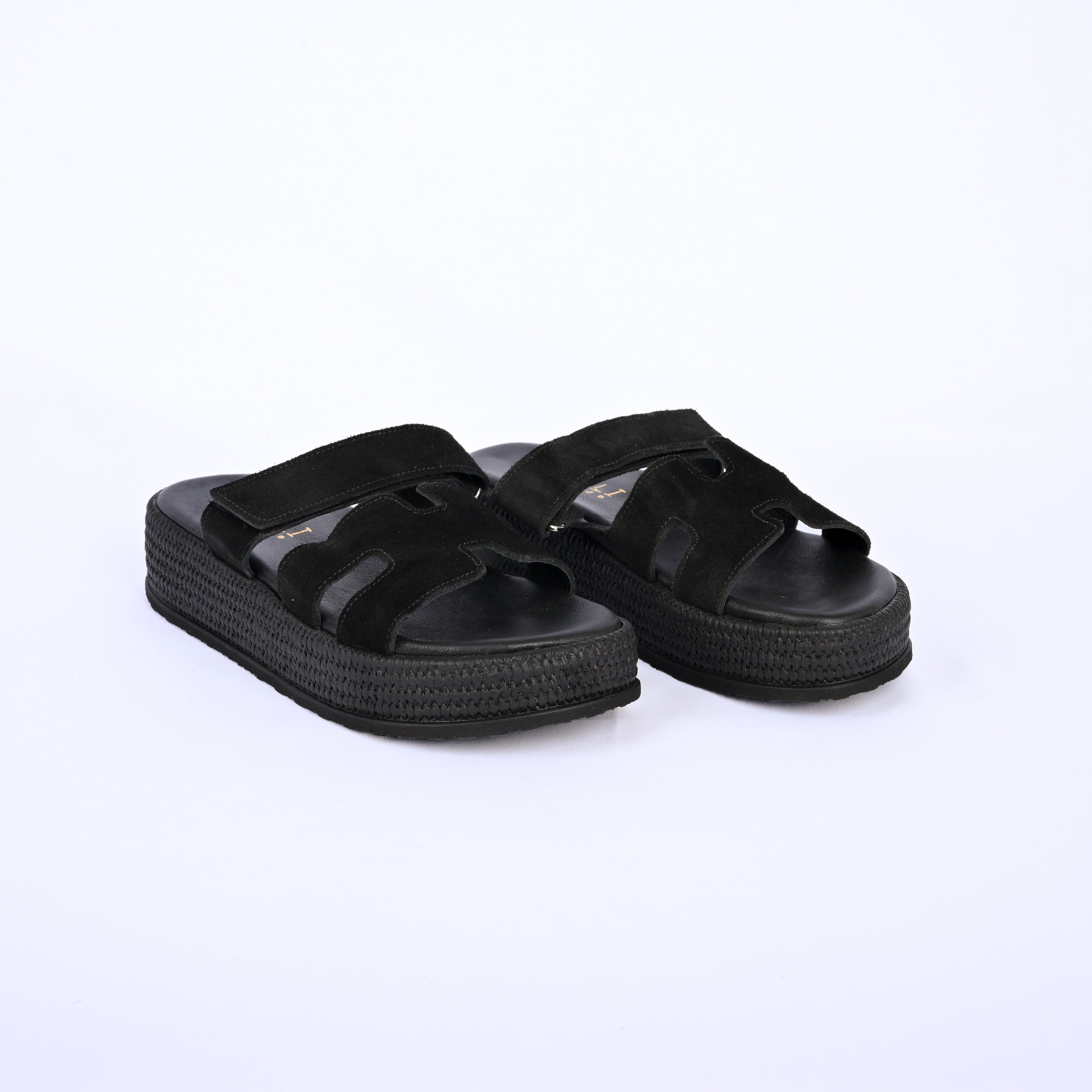 ATHANASIA Leather Flatform with Espadrille Sole