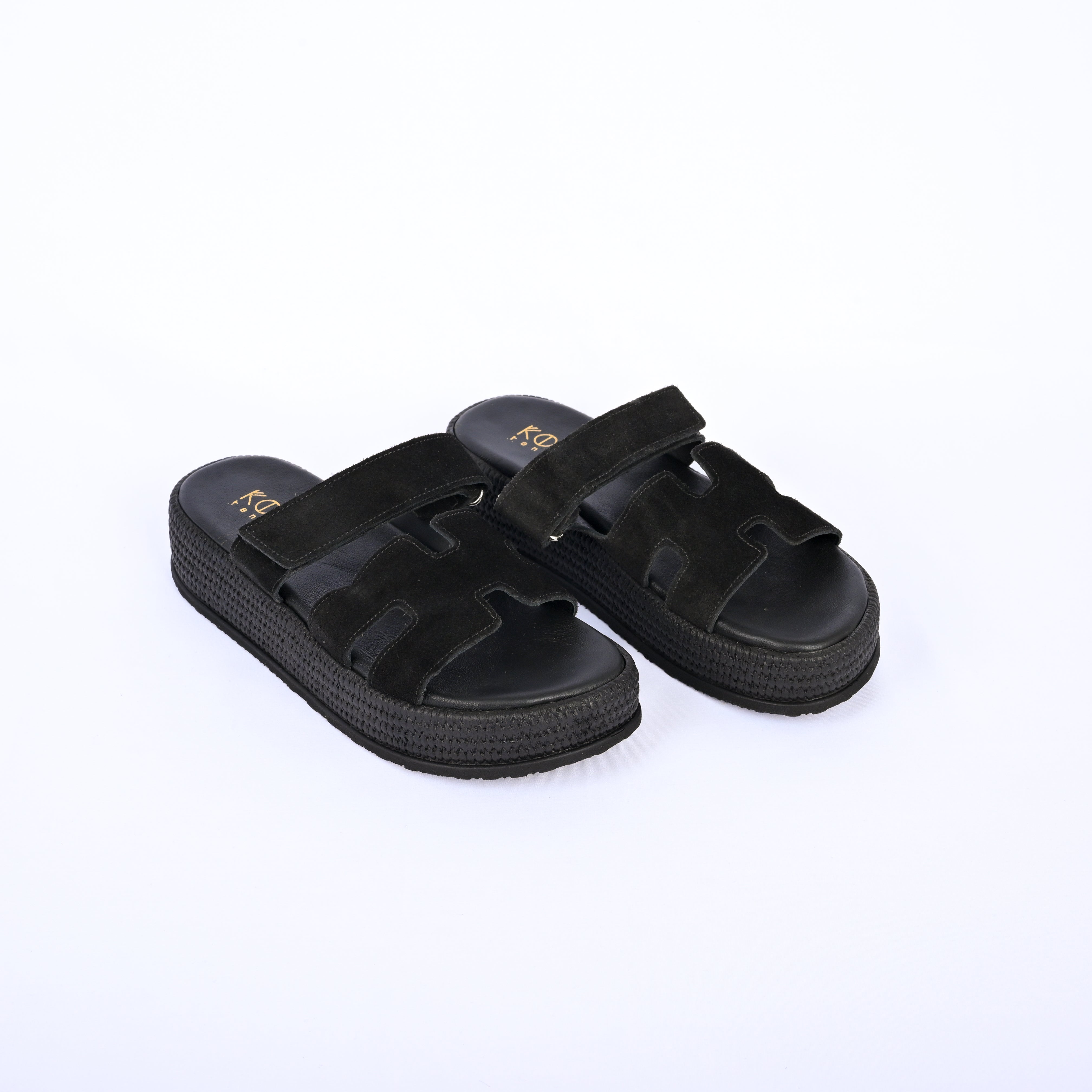 ATHANASIA Leather Flatform with Espadrille Sole