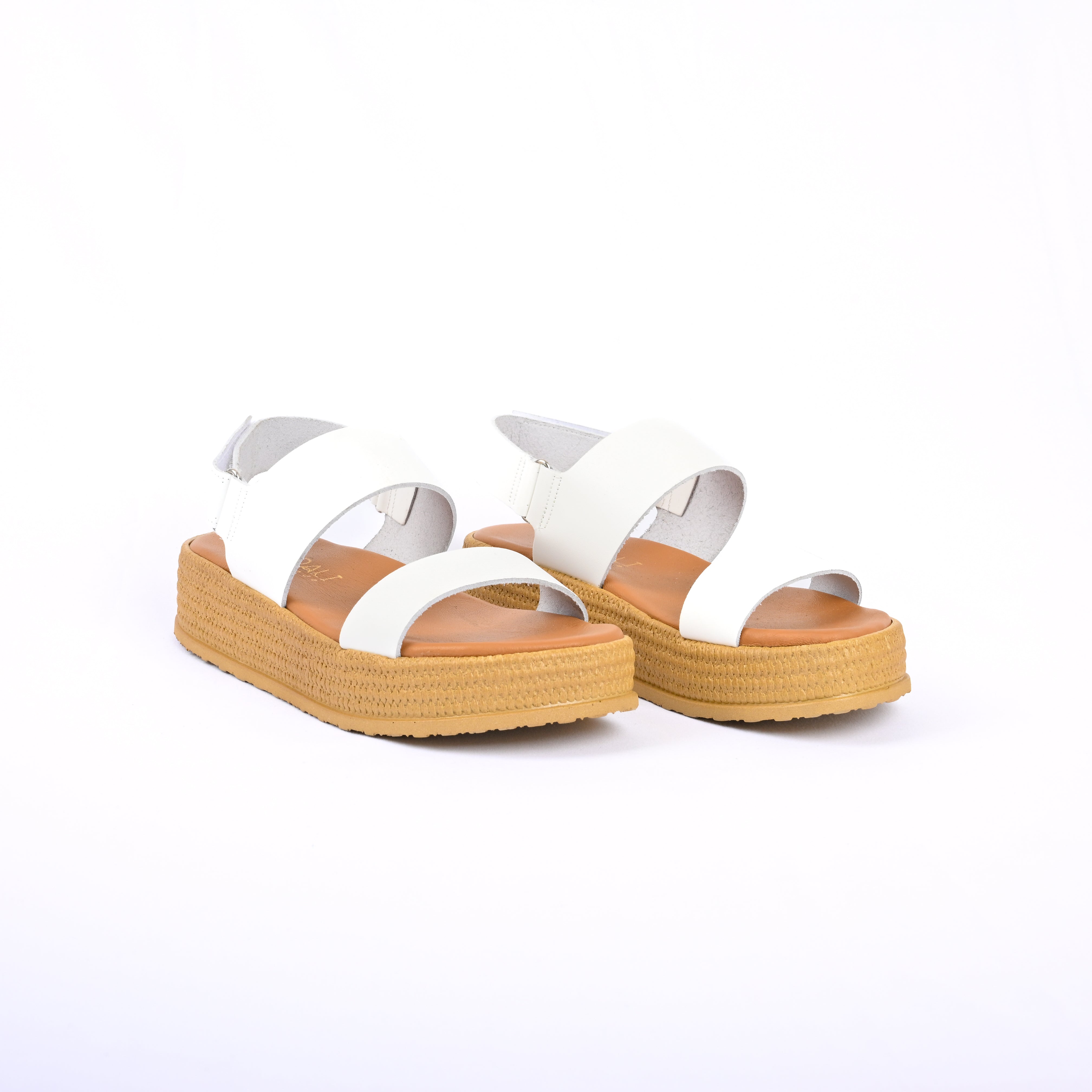 AGGELIKI Leather Strap Sandals with an Espadrille Finish