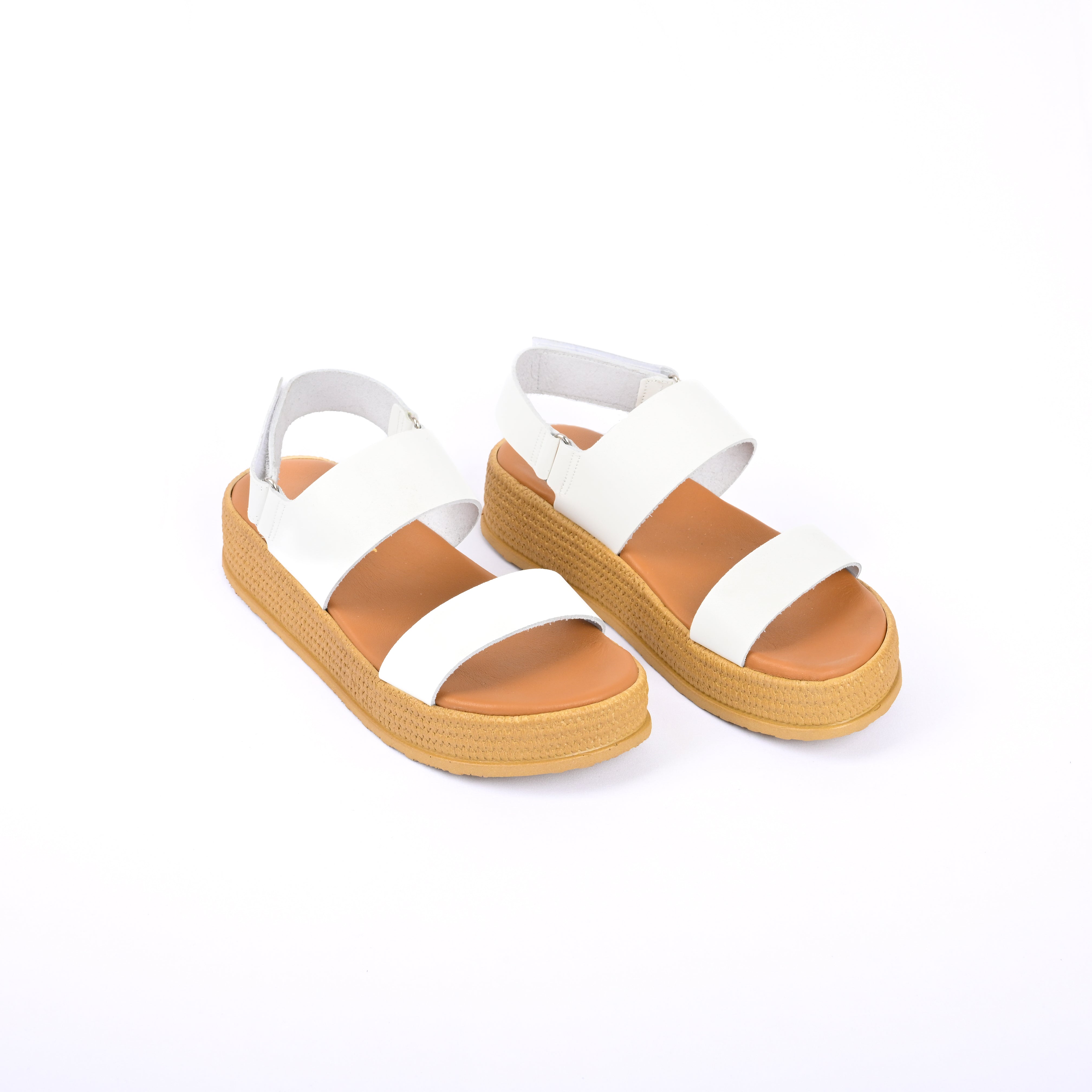 AGGELIKI Leather Strap Sandals with an Espadrille Finish