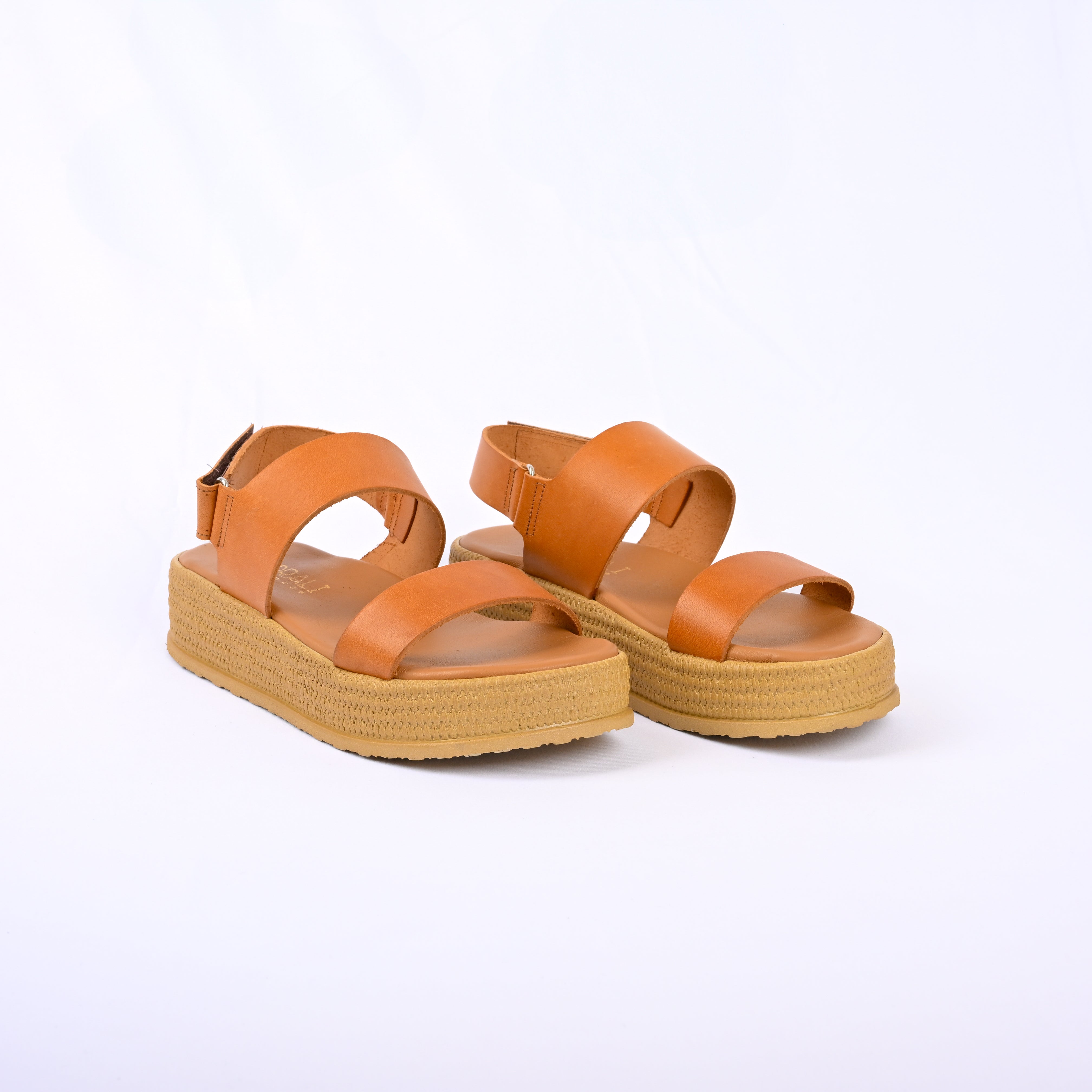 AGGELIKI Leather Strap Sandals with an Espadrille Finish