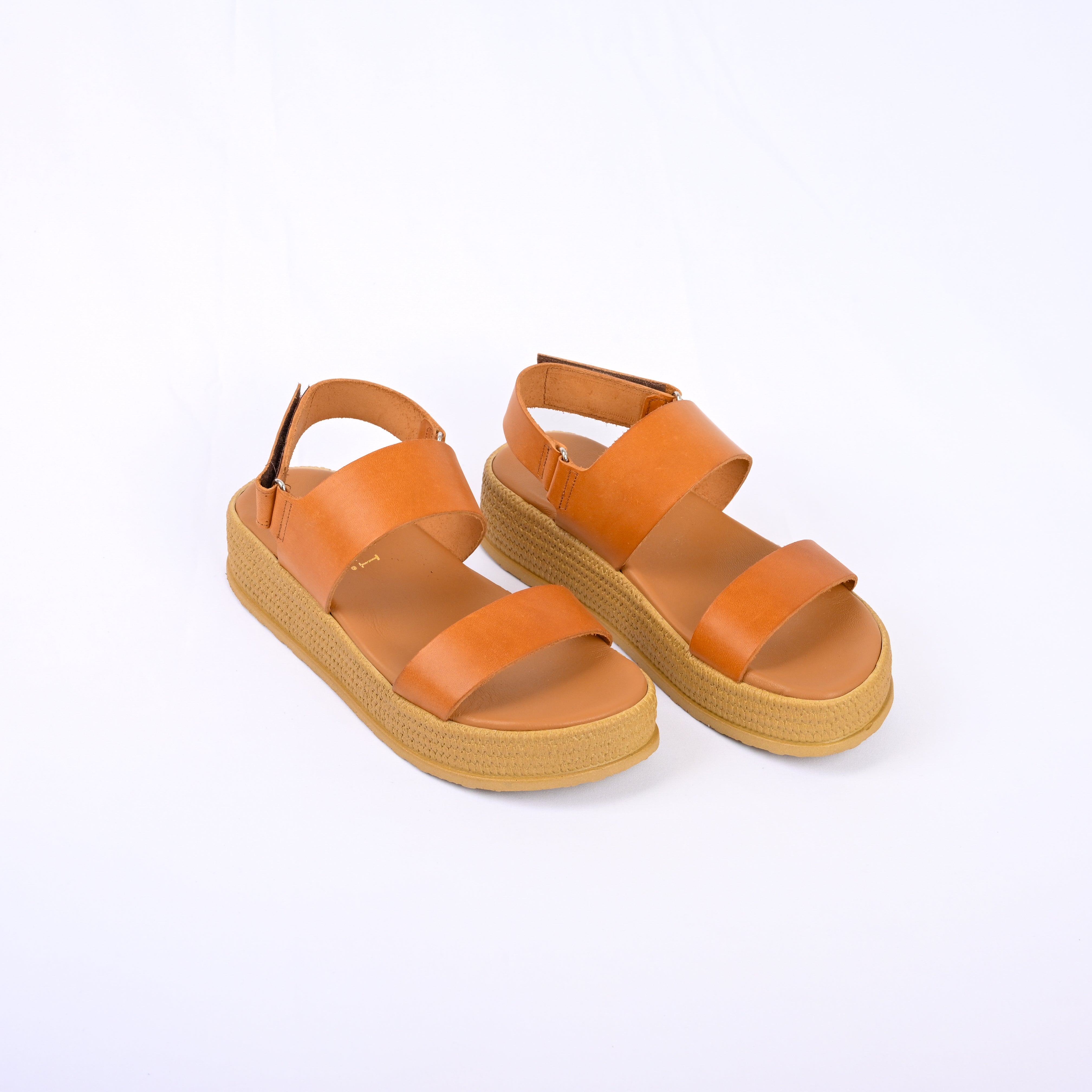 AGGELIKI Leather Strap Sandals with an Espadrille Finish