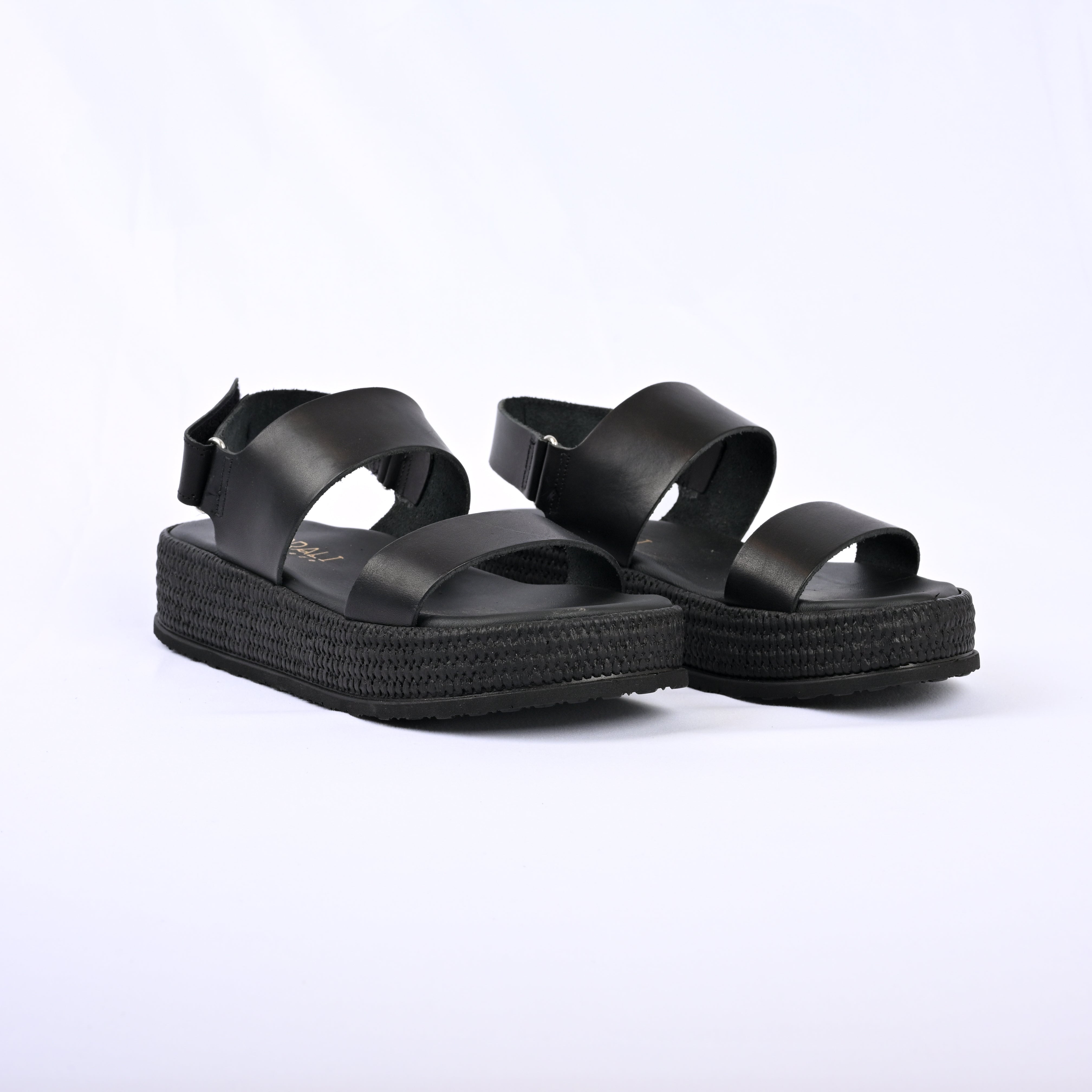 AGGELIKI Leather Strap Sandals with an Espadrille Finish