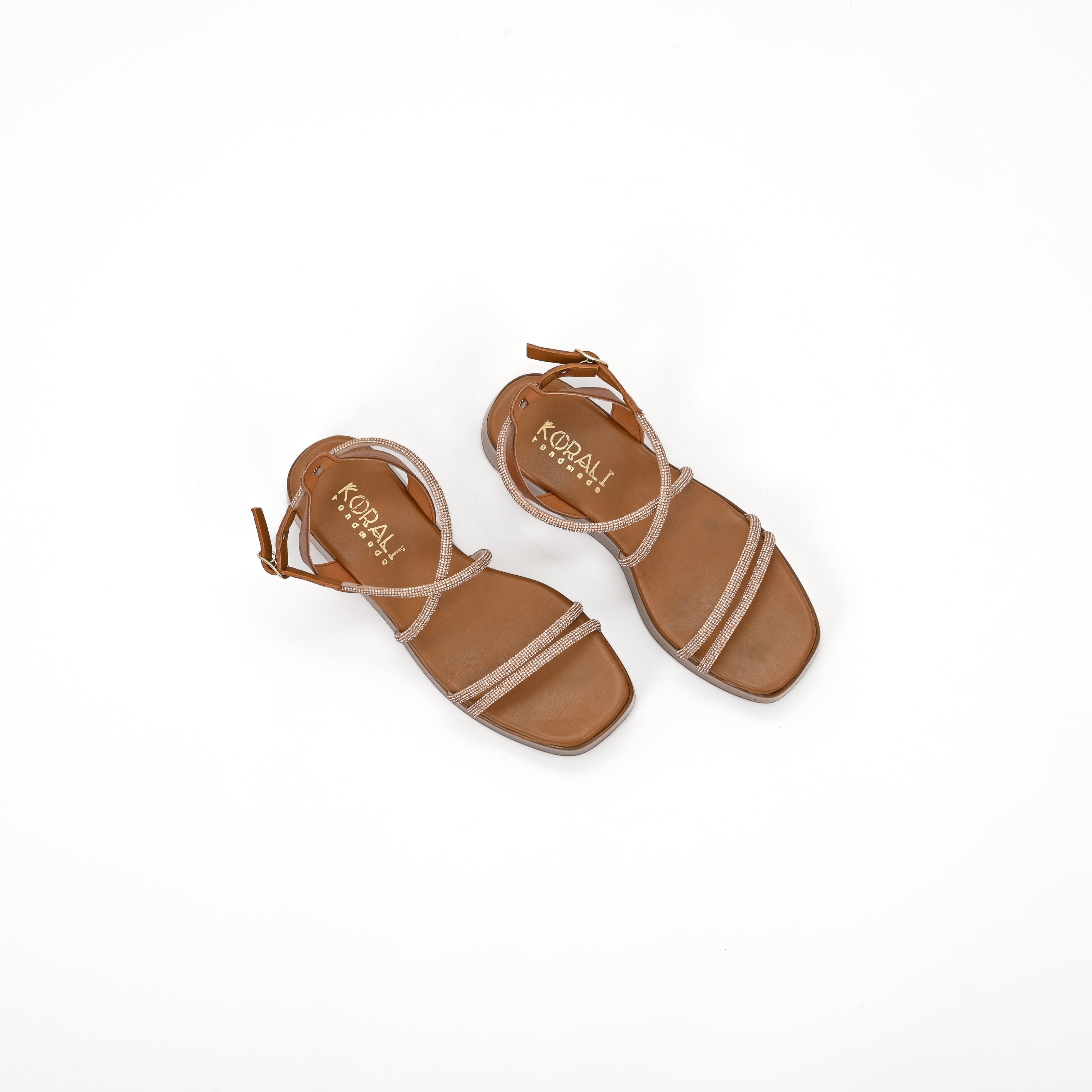 SMARAGDA Cross-Strap Leather Platform Sandals