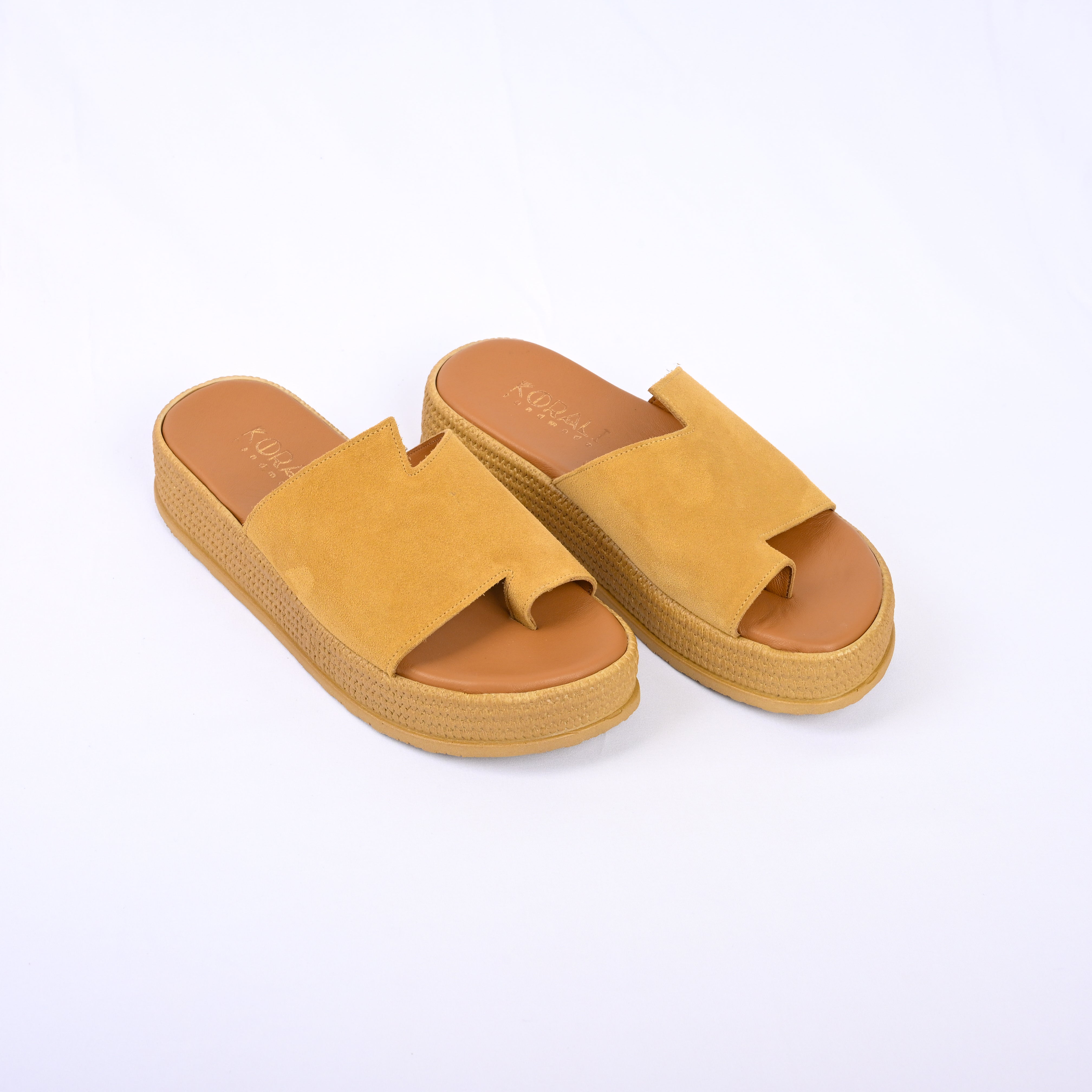 IRIDESSA Suede Flatform with Asymmetric Strap