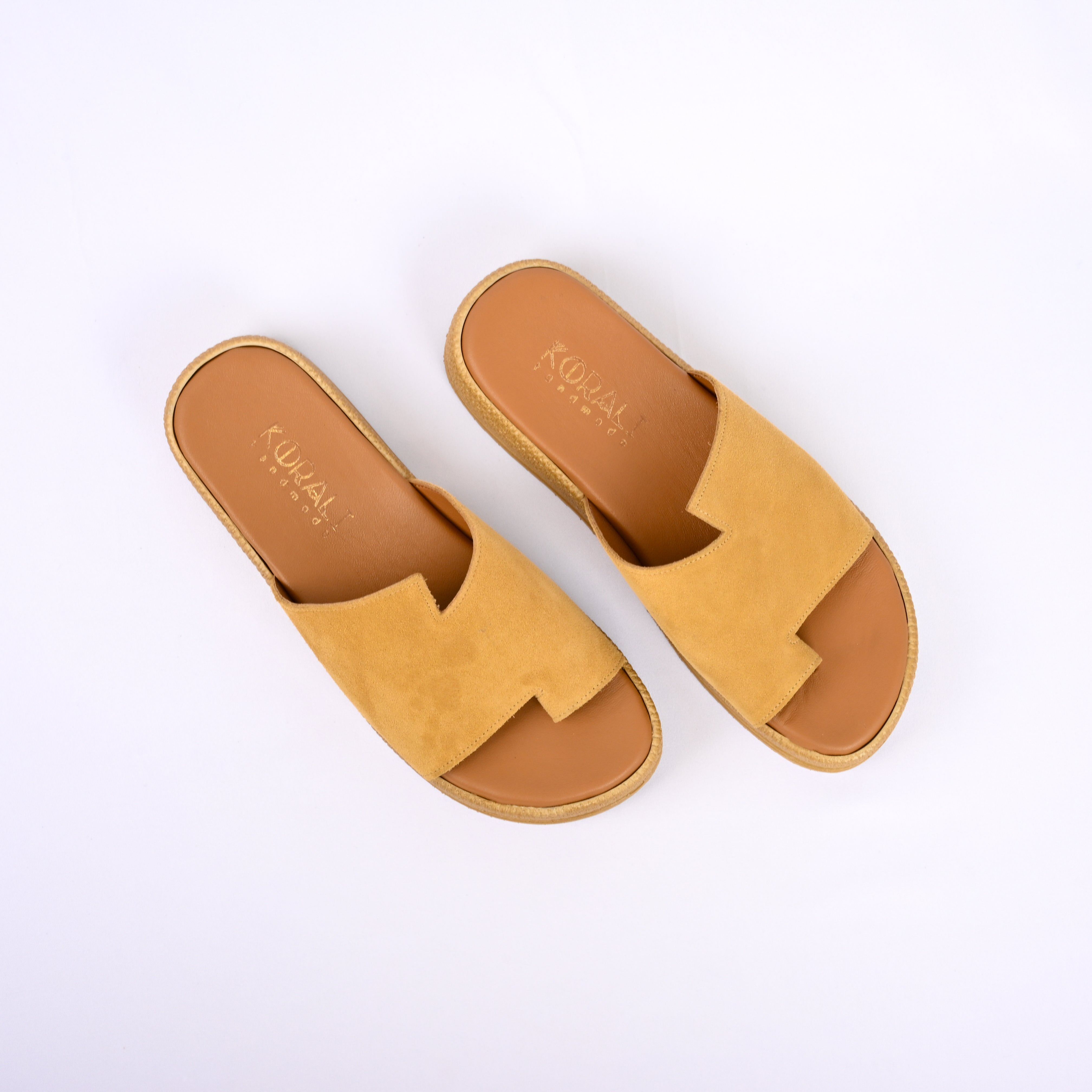 IRIDESSA Suede Flatform with Asymmetric Strap