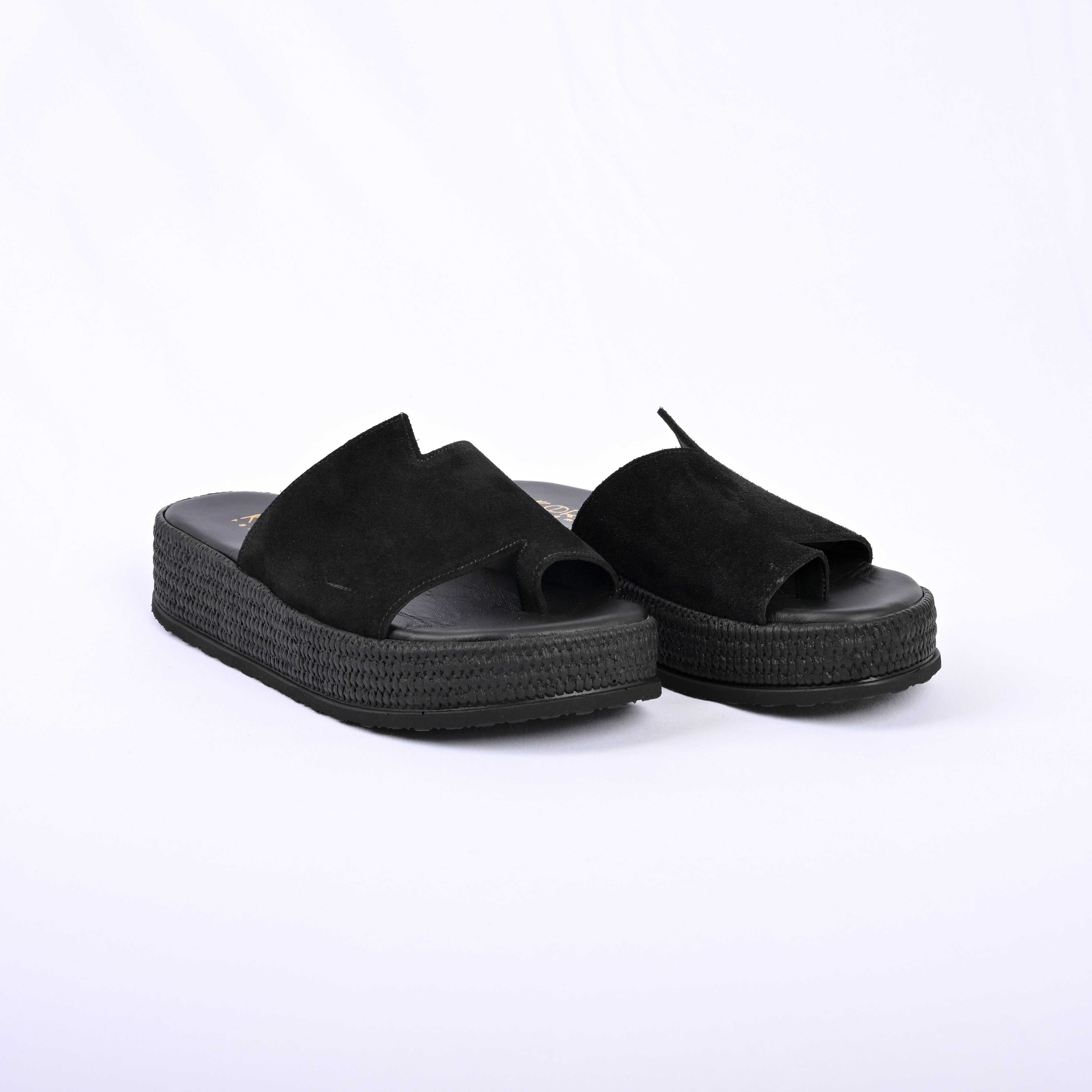 IRIDESSA Suede Flatform with Asymmetric Strap