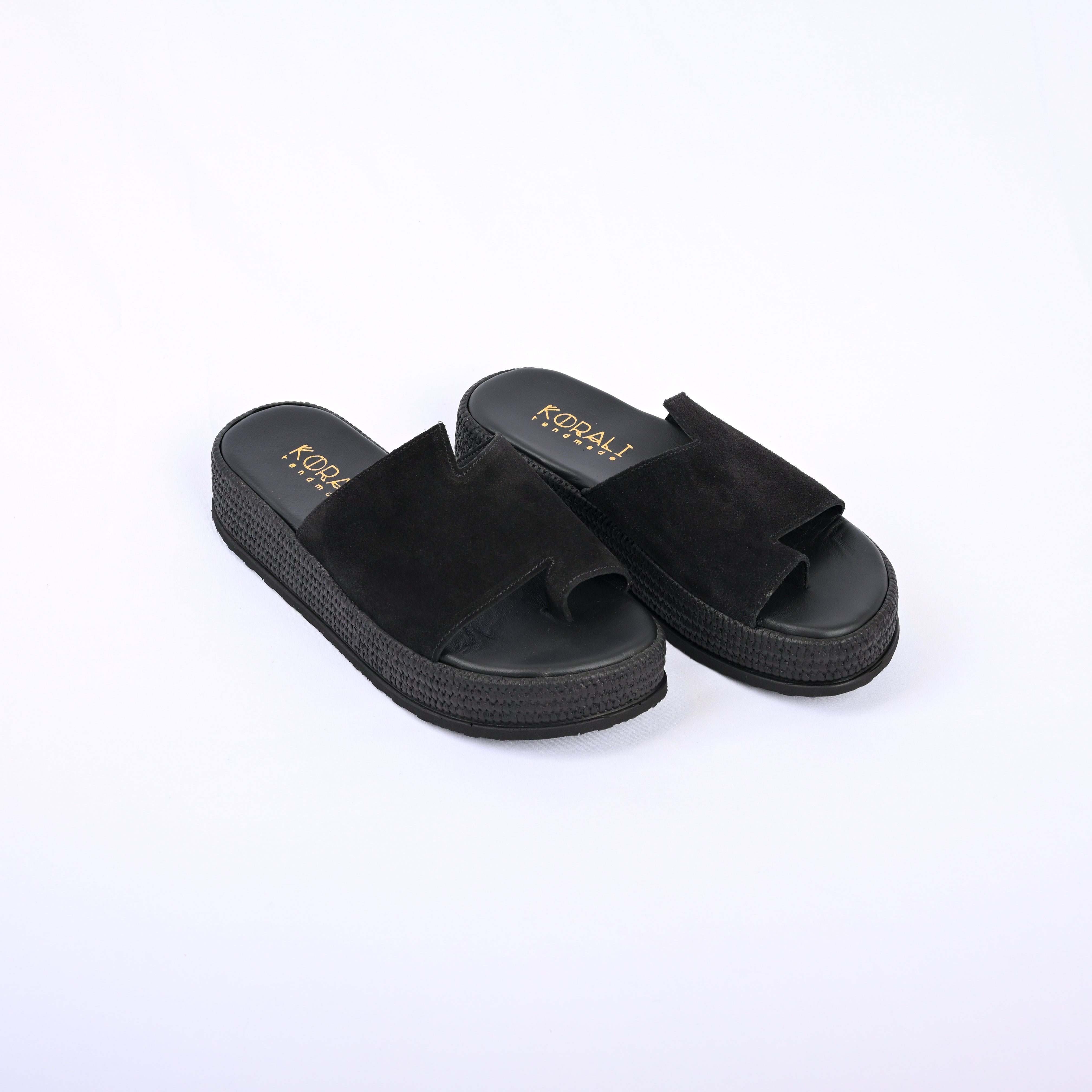 IRIDESSA Suede Flatform with Asymmetric Strap