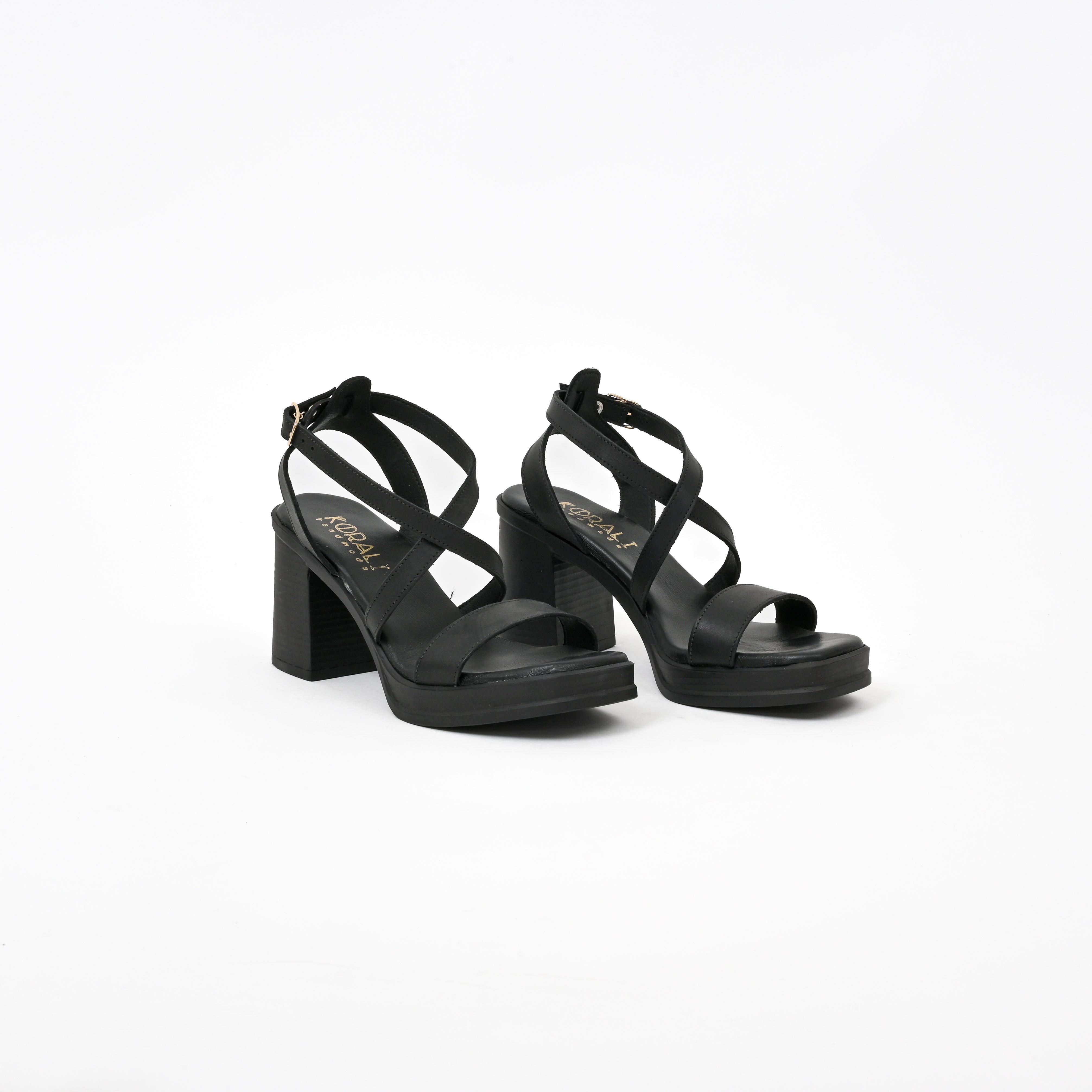 IRA Cross-Strap Block Heel Sandals