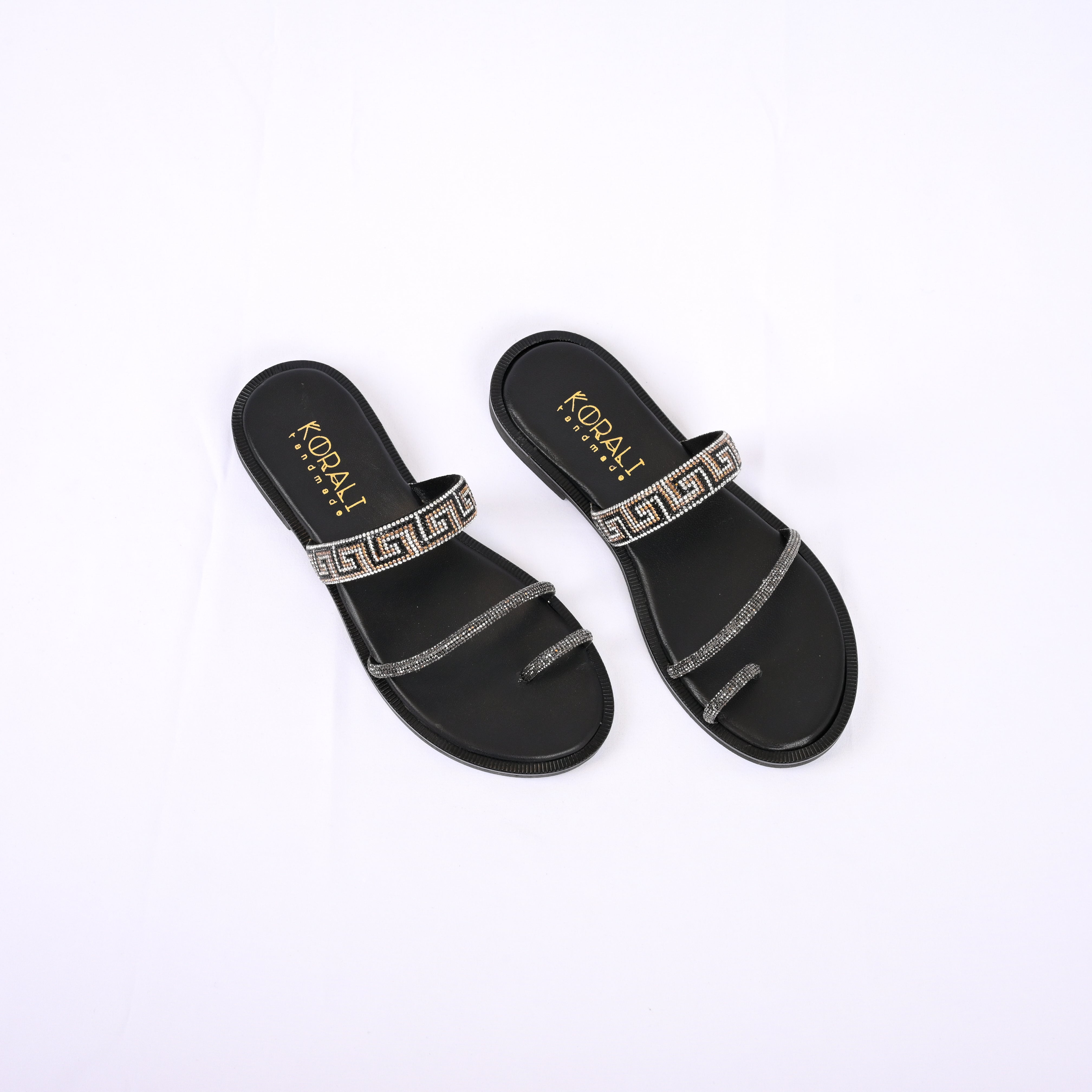 NATASSIA Greek Pattern Embellishment Strappy Sandal