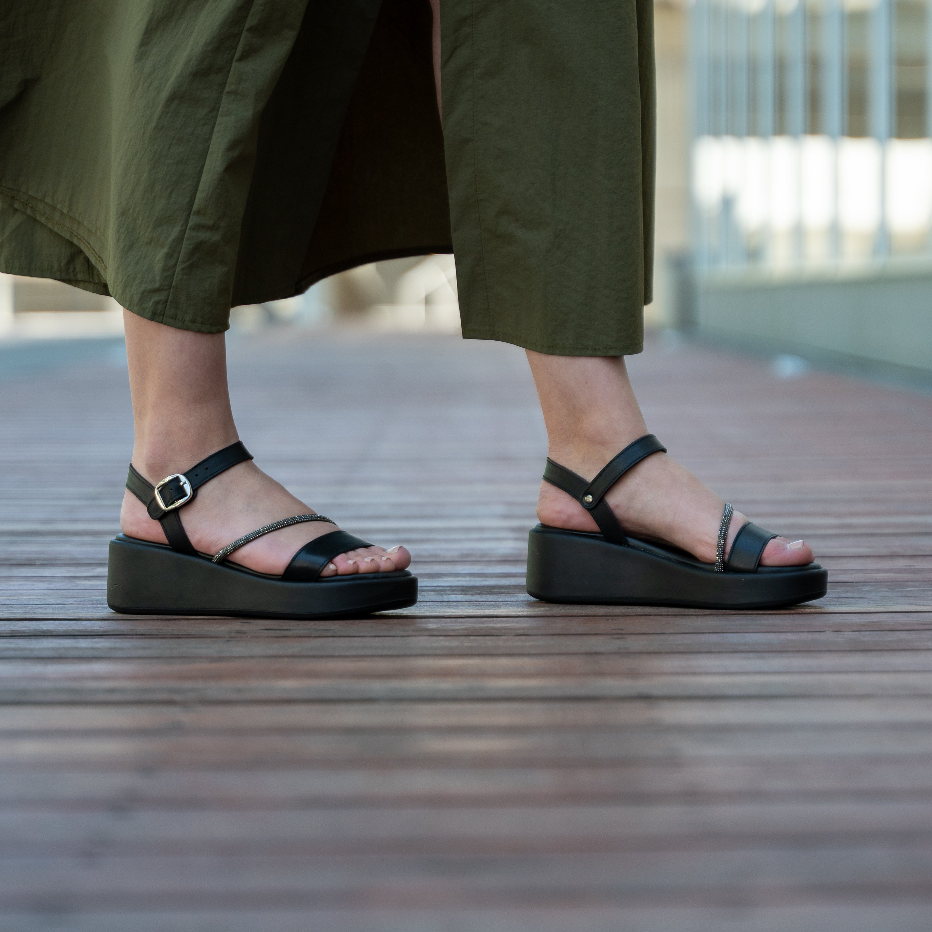 MARITINA Embellished Platform Strap Sandals