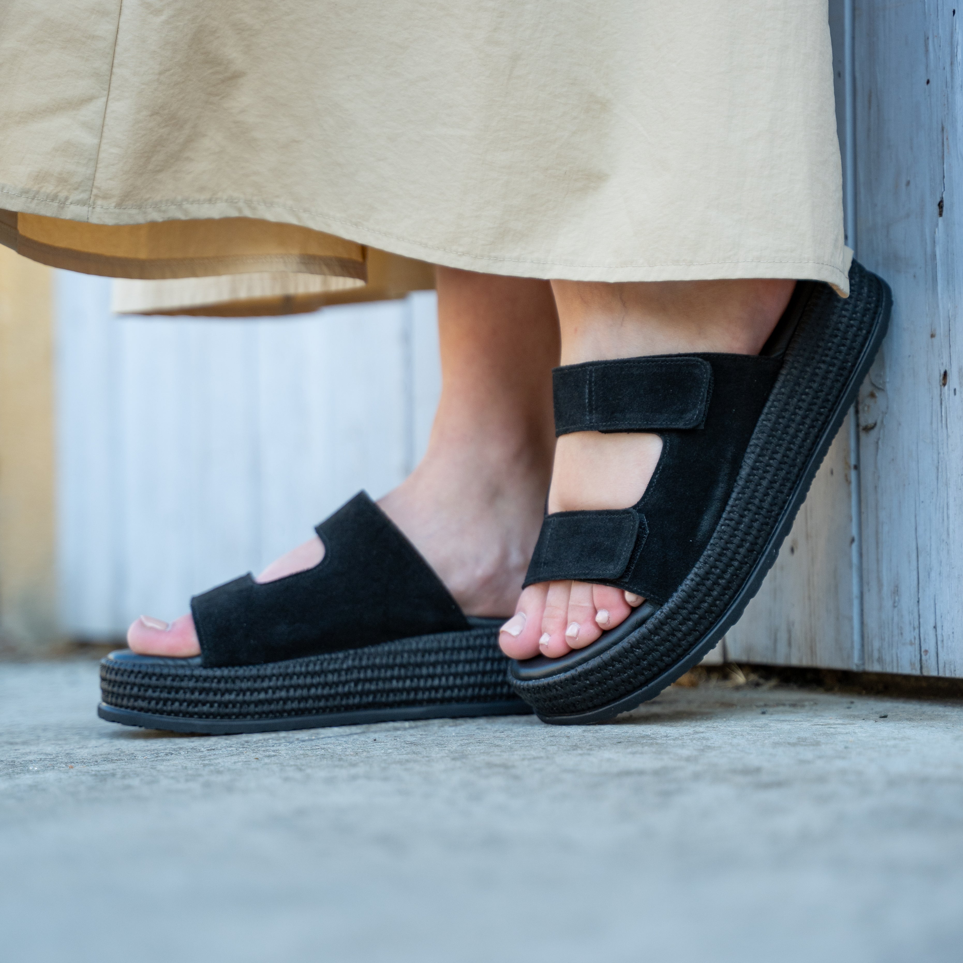 CHRYSIDA Suede Flatform with Adjustable Straps
