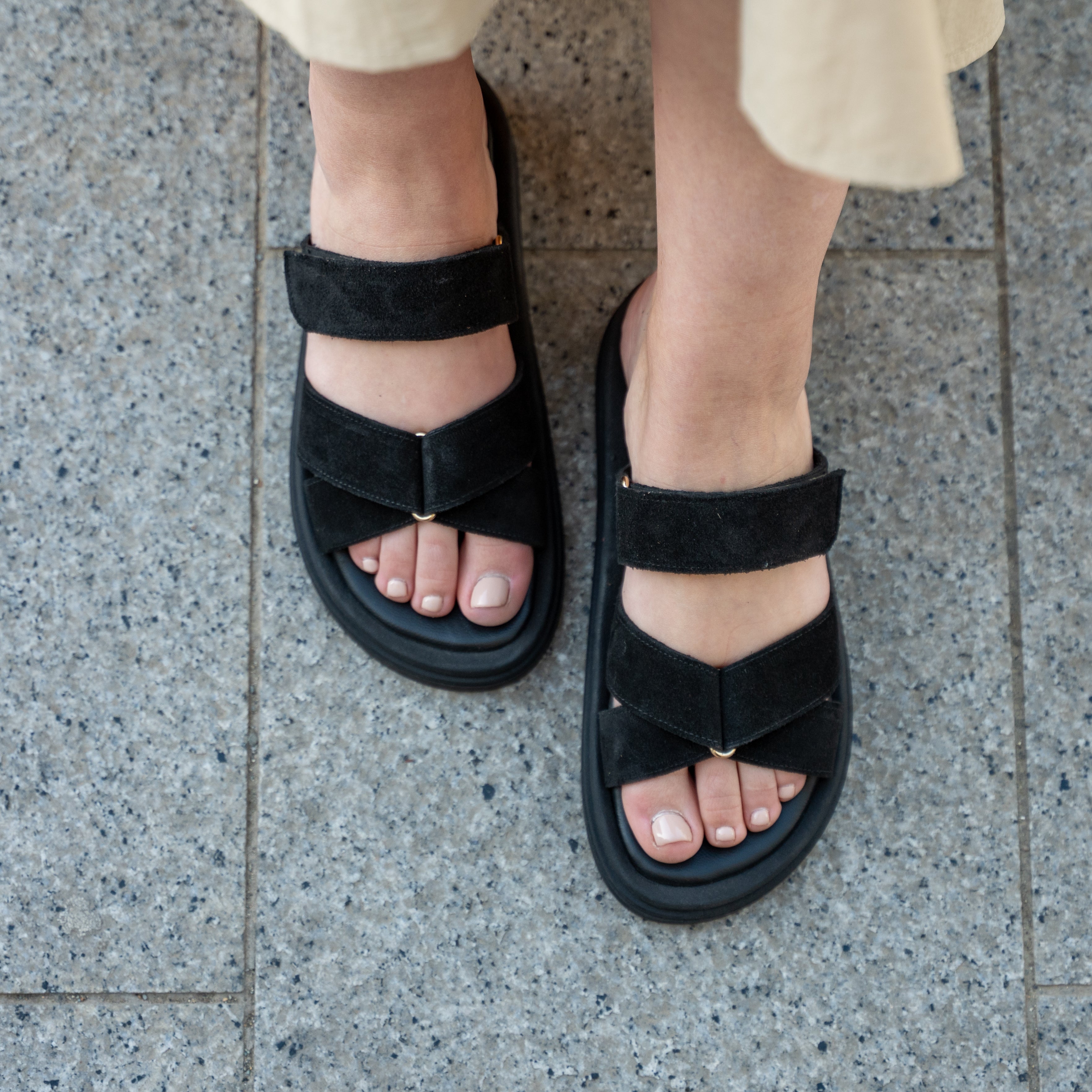 CHLOE Butterfly Strap Suede Slides