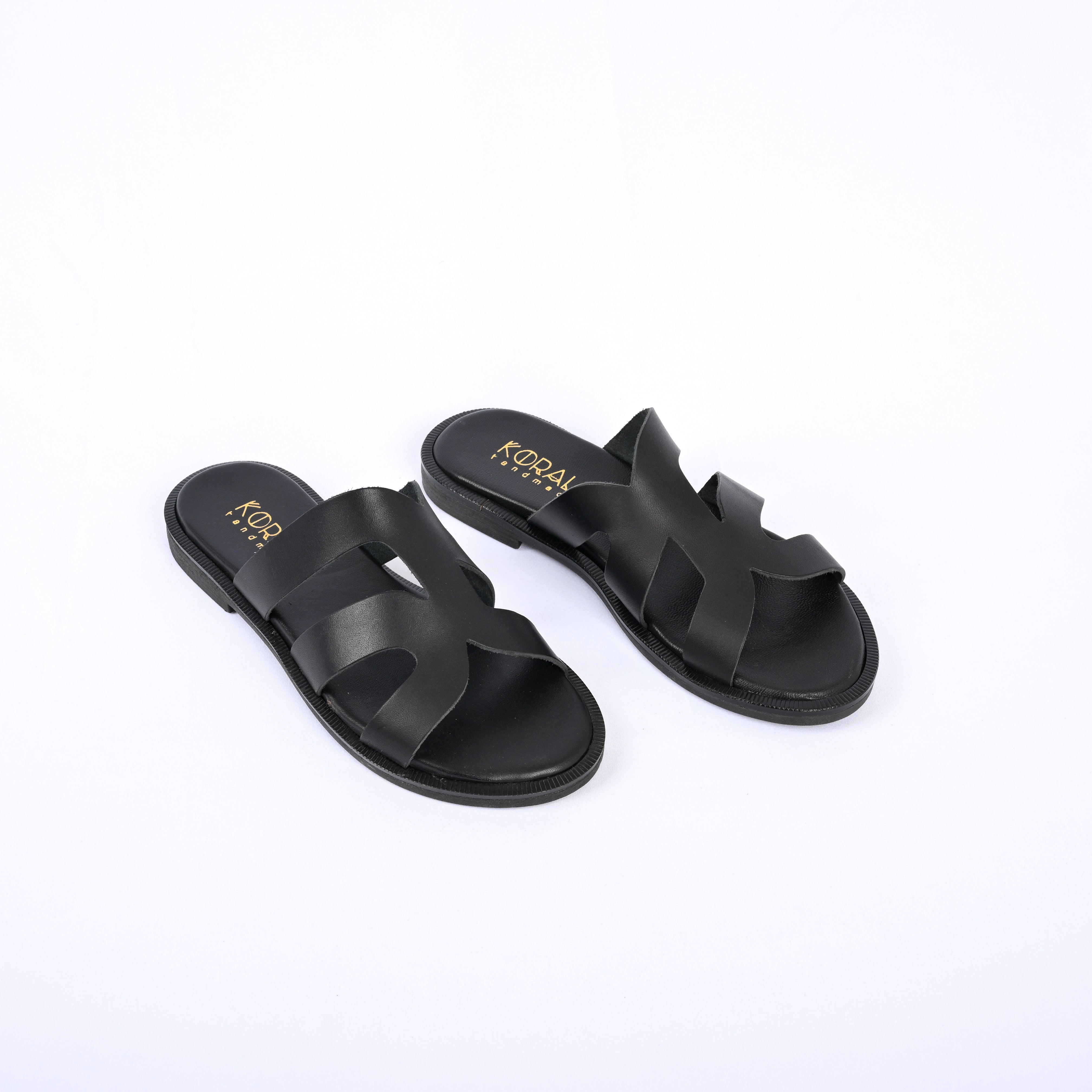 MELITA Leather Asymmetric Cutout Flat Slides