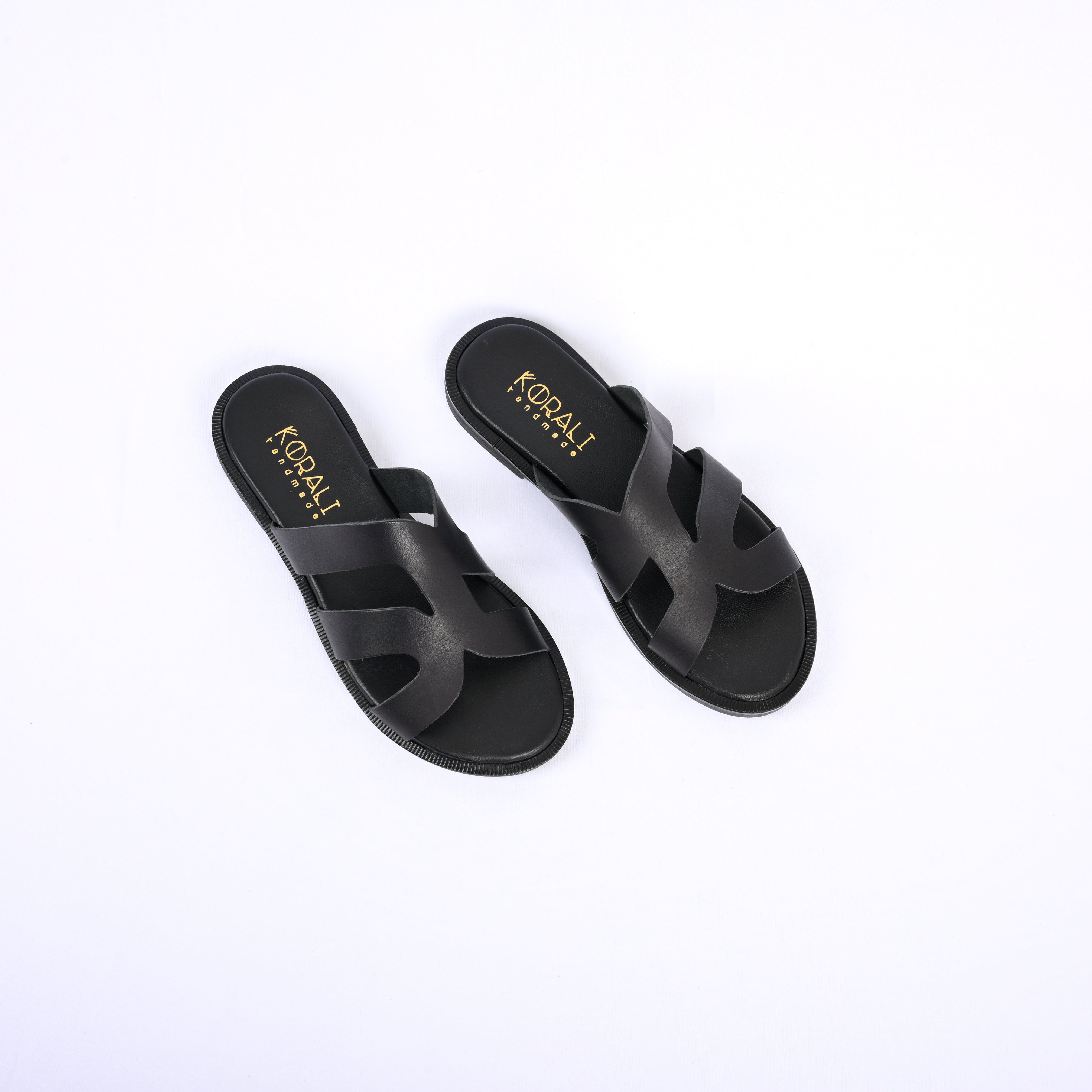 MELITA Leather Asymmetric Cutout Flat Slides