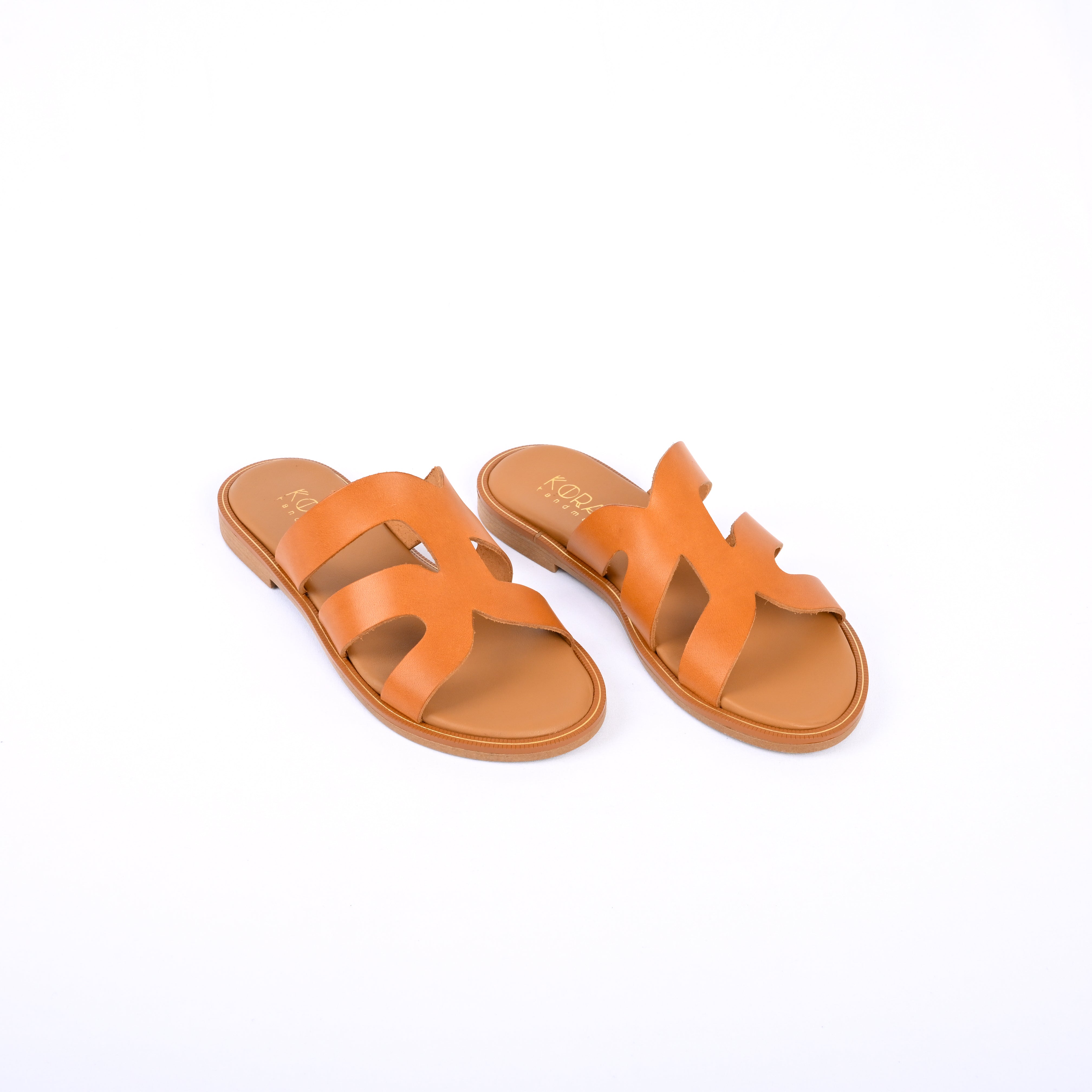 MELITA Leather Asymmetric Cutout Flat Slides