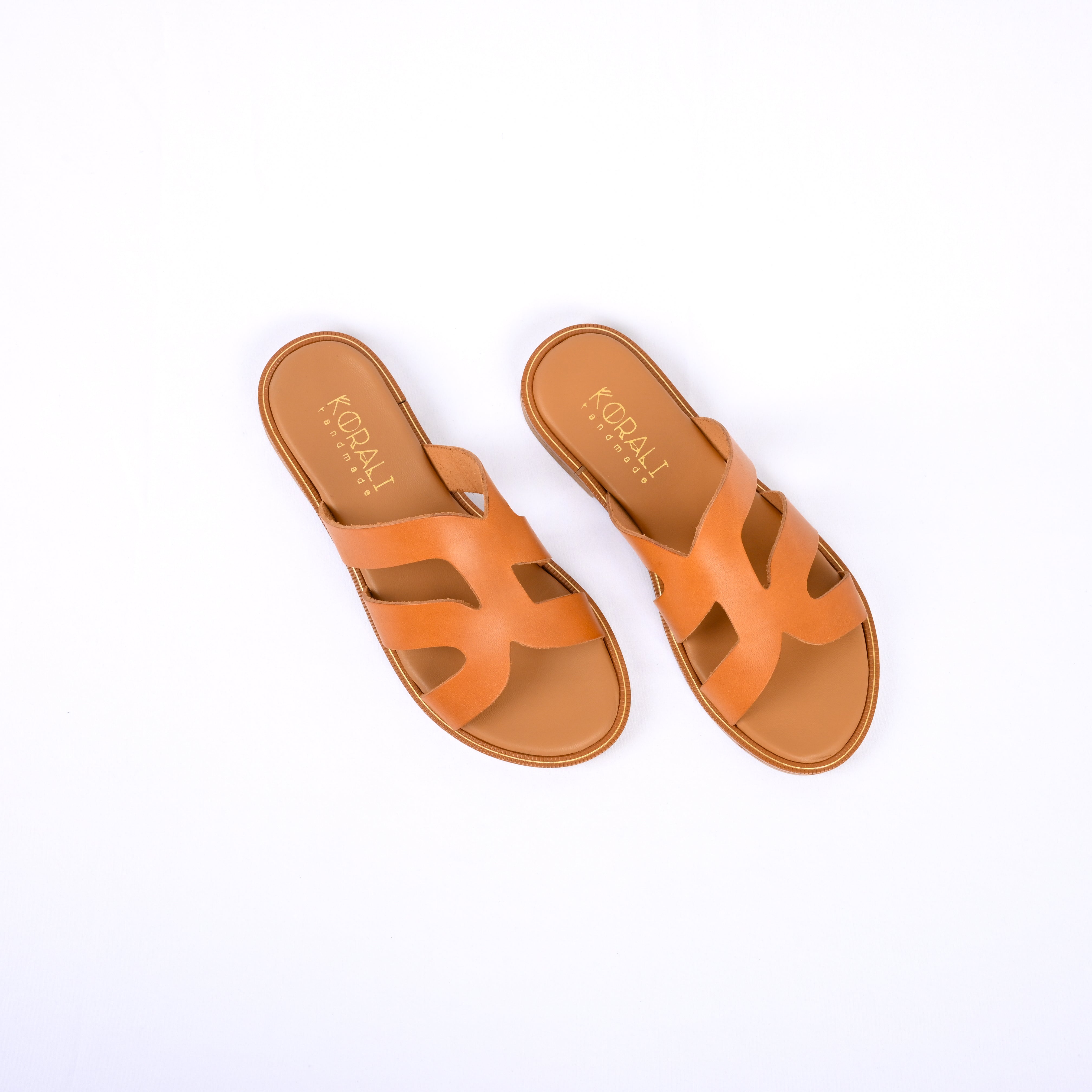 MELITA Leather Asymmetric Cutout Flat Slides