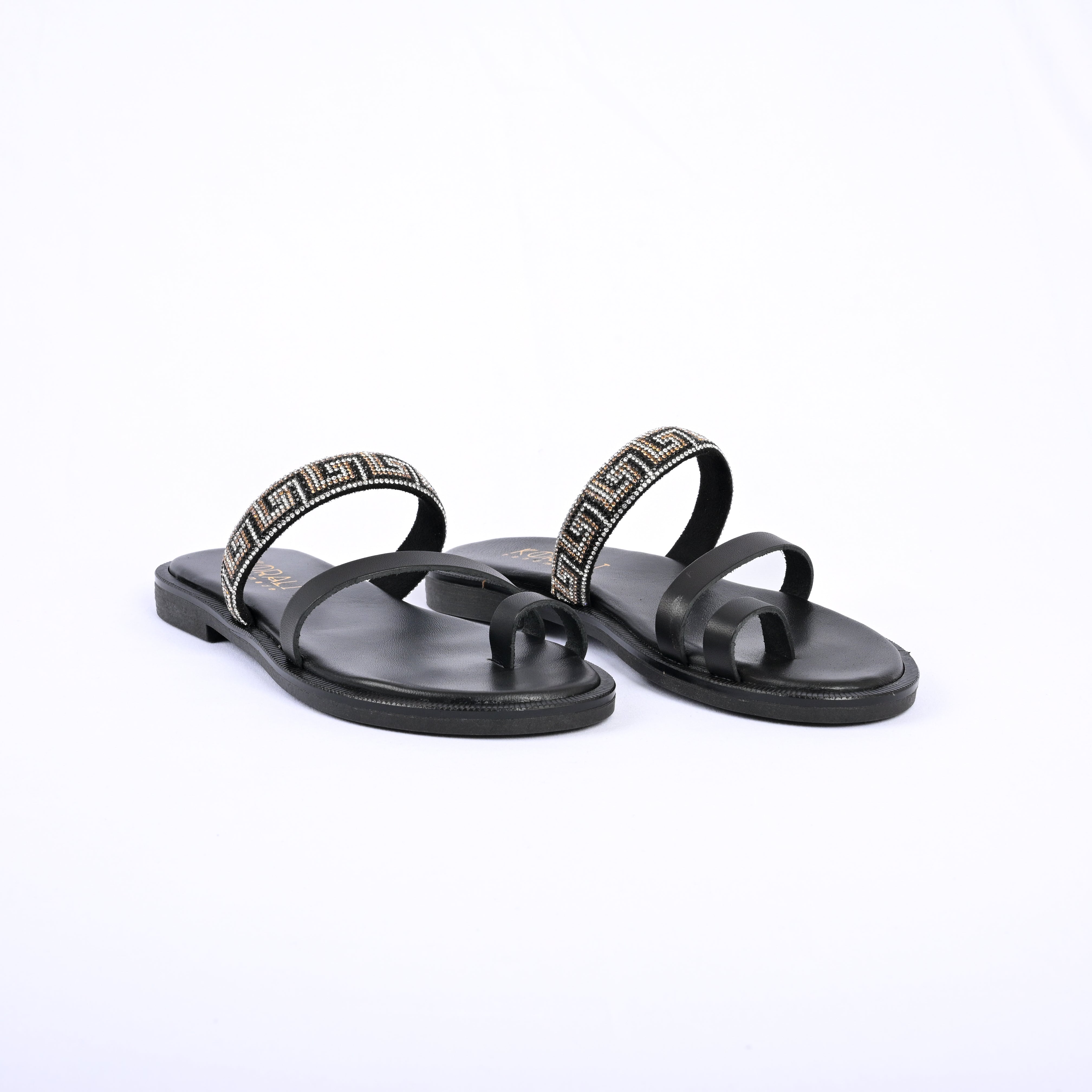 EVDOKIA Greek Pattern Leather Strappy Sandal