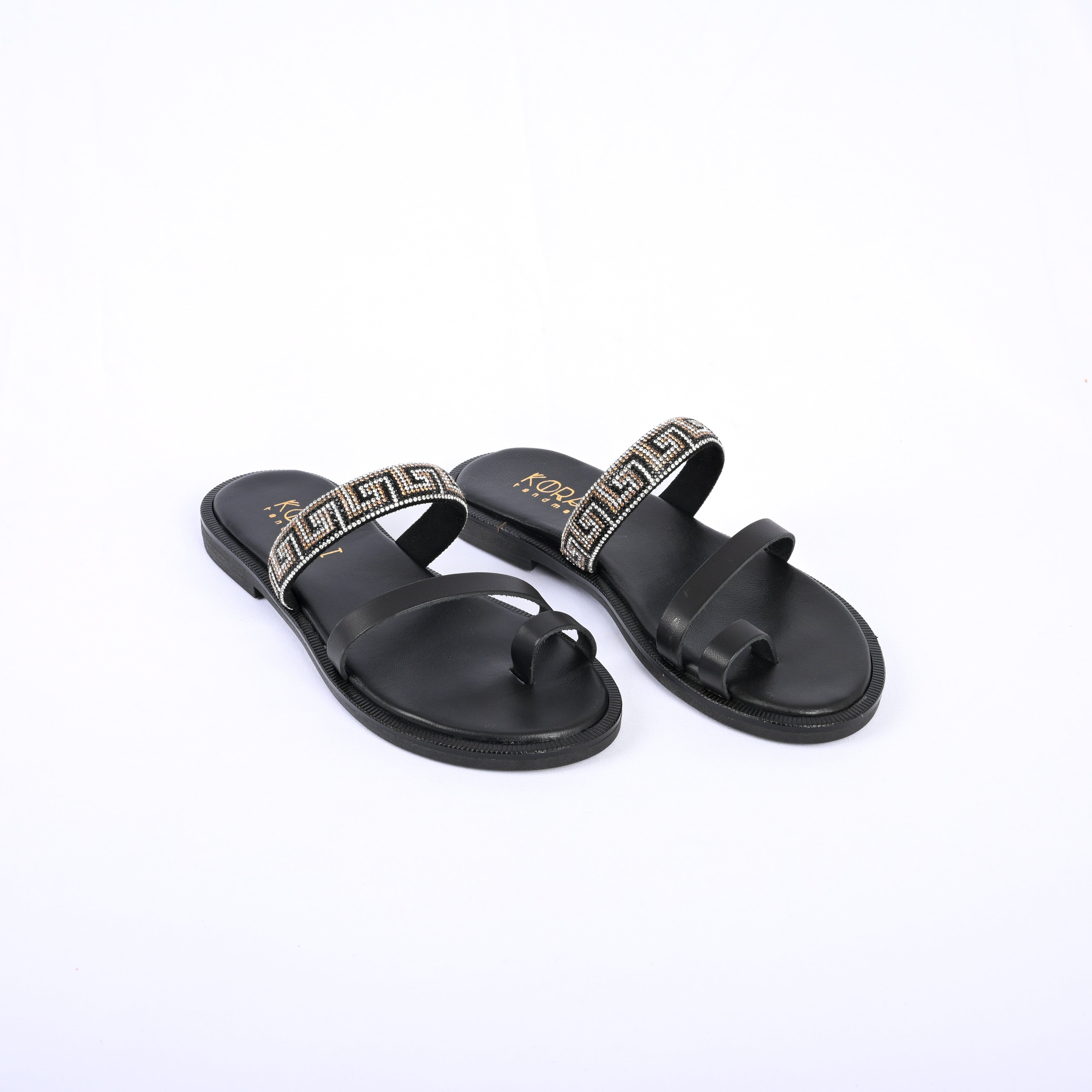 EVDOKIA Greek Pattern Leather Strappy Sandal