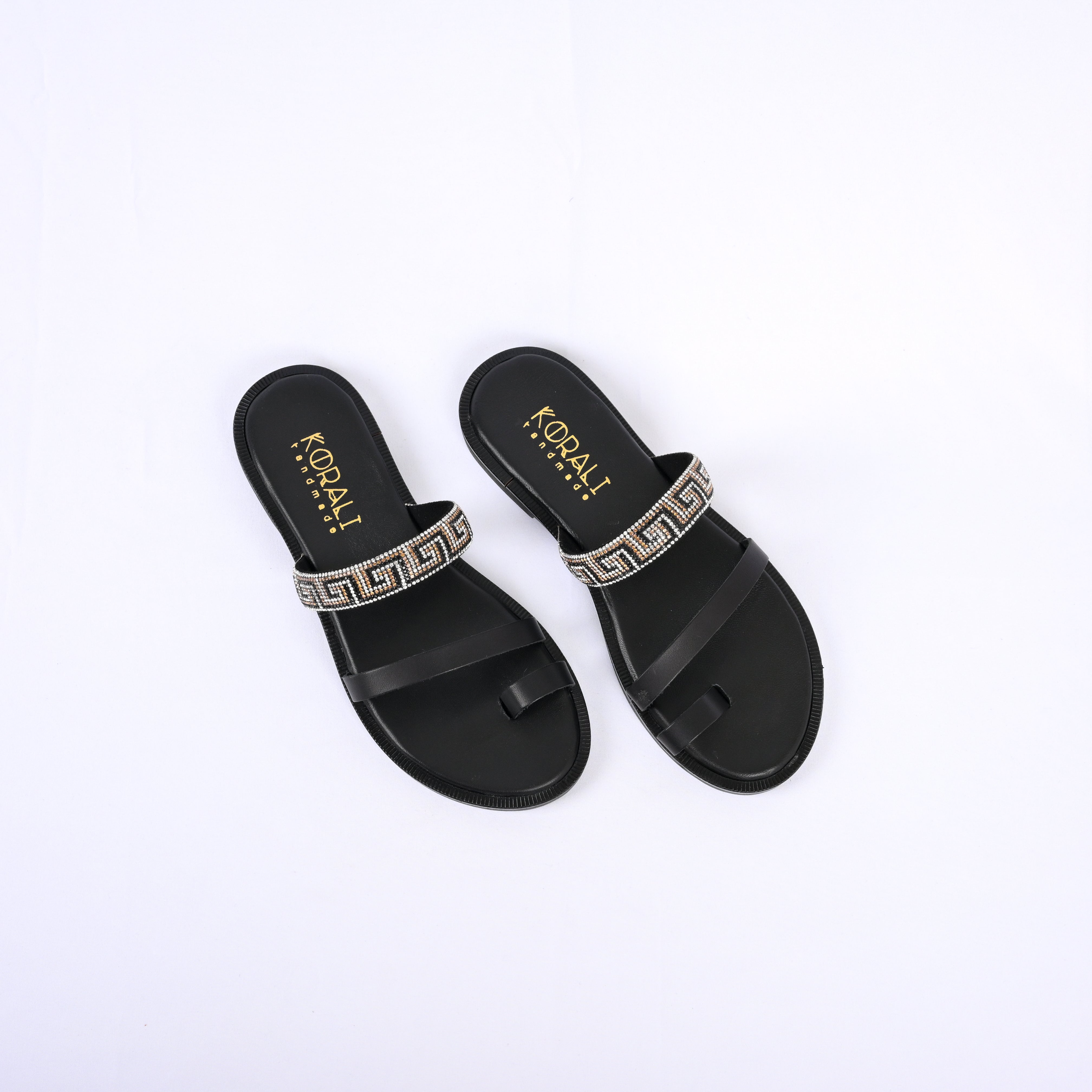 EVDOKIA Greek Pattern Leather Strappy Sandal