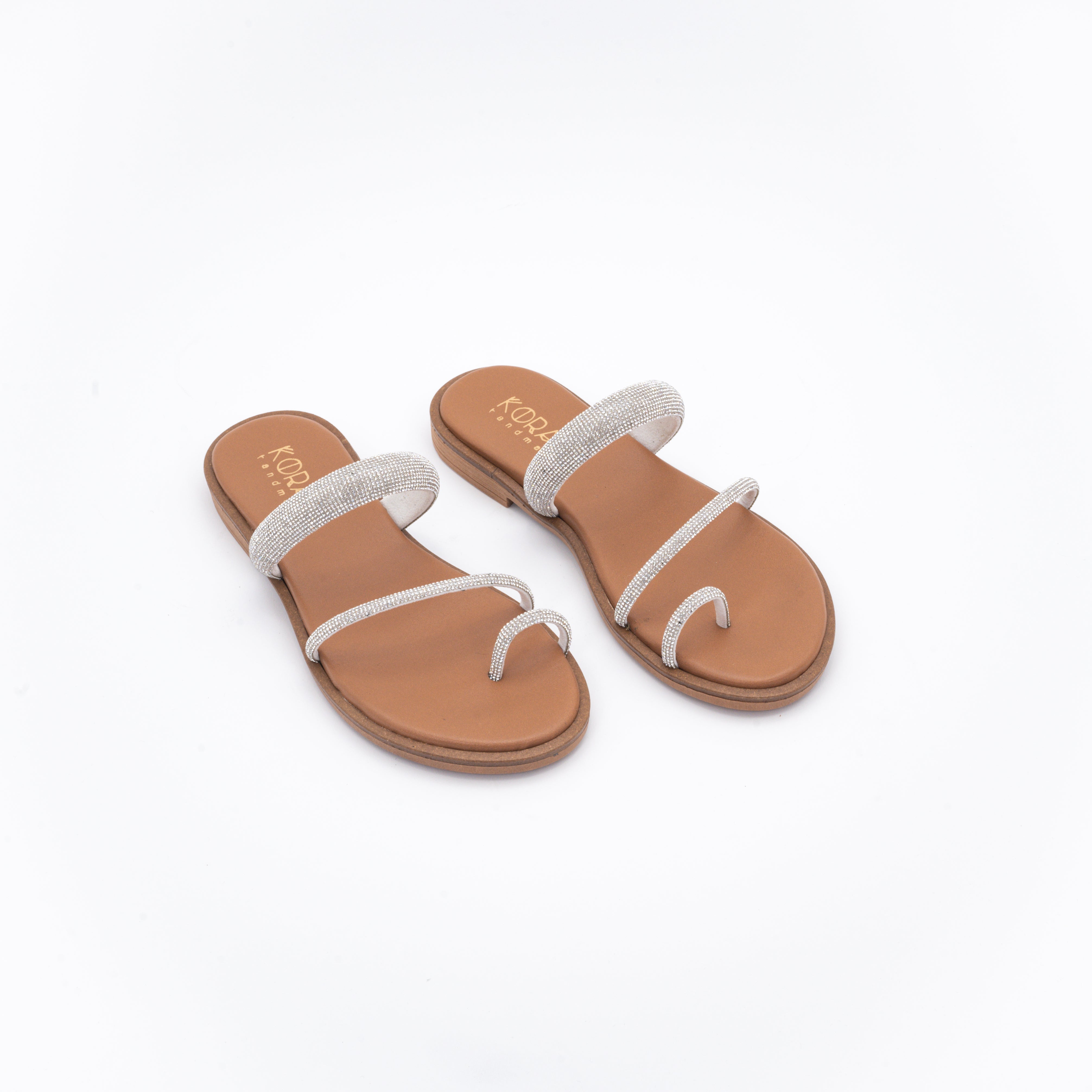 ANDRIANA Embellished Leather Strappy Sandal