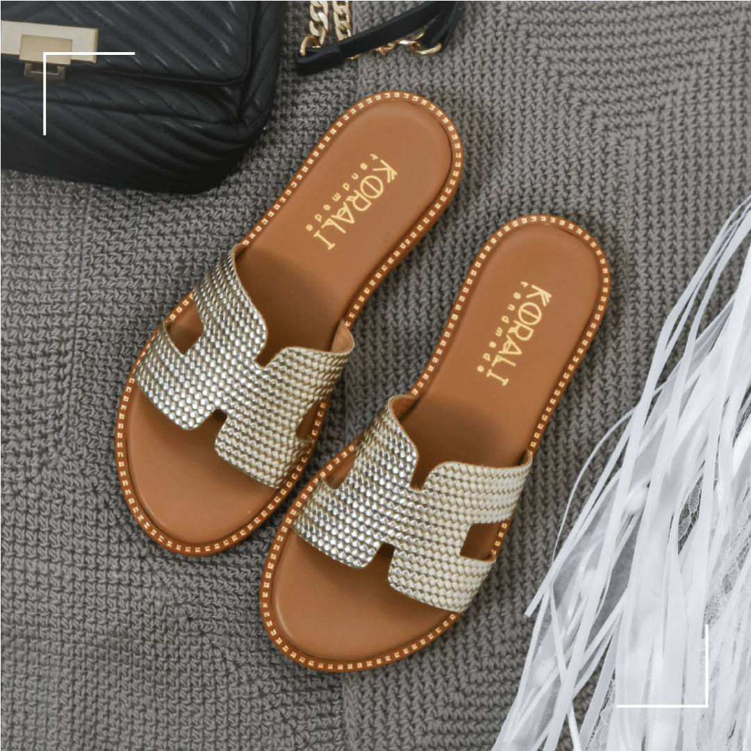DAPHNE Cutout Slip-On Sandals with Texture Detail
