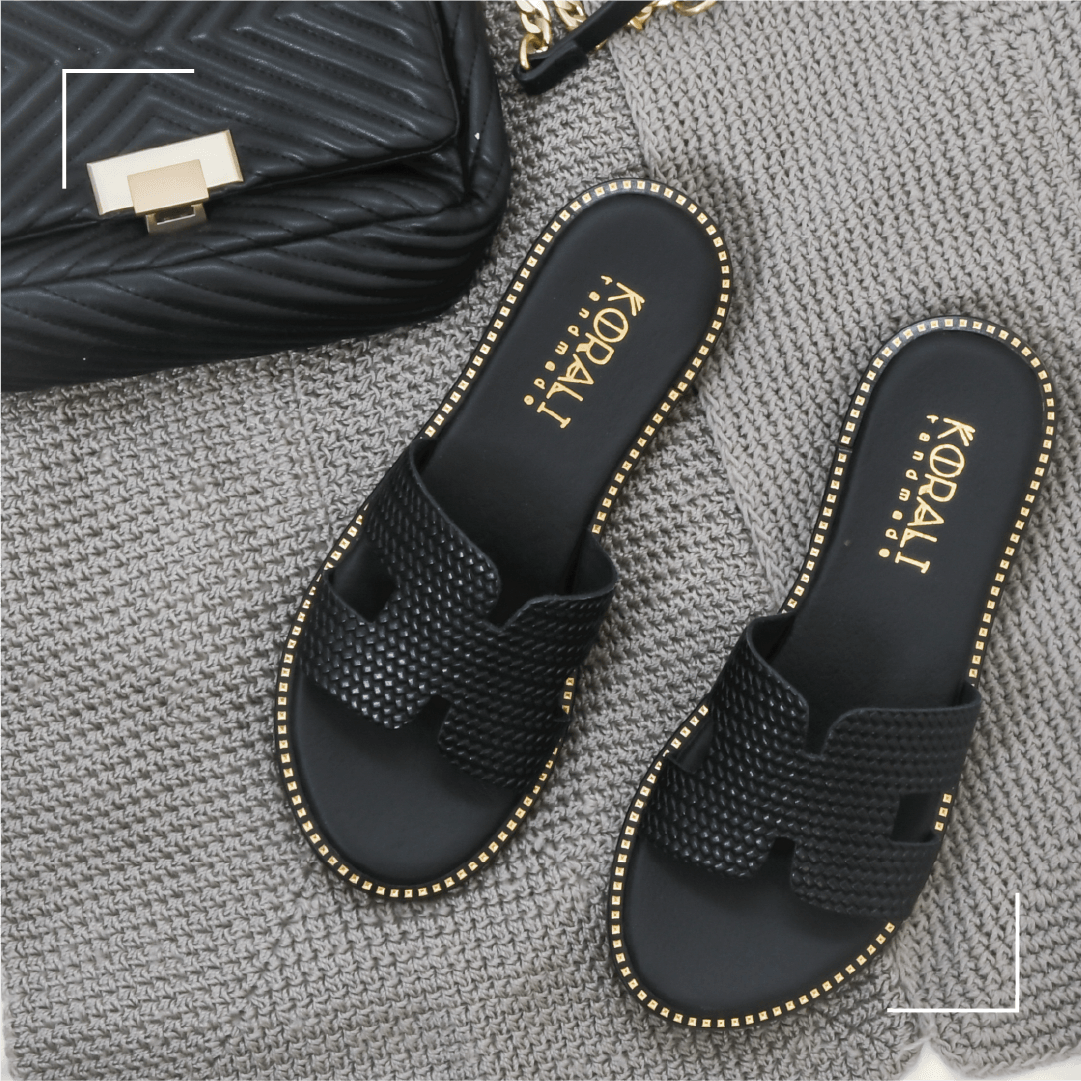 DAPHNE Cutout Slip-On Sandals with Texture Detail