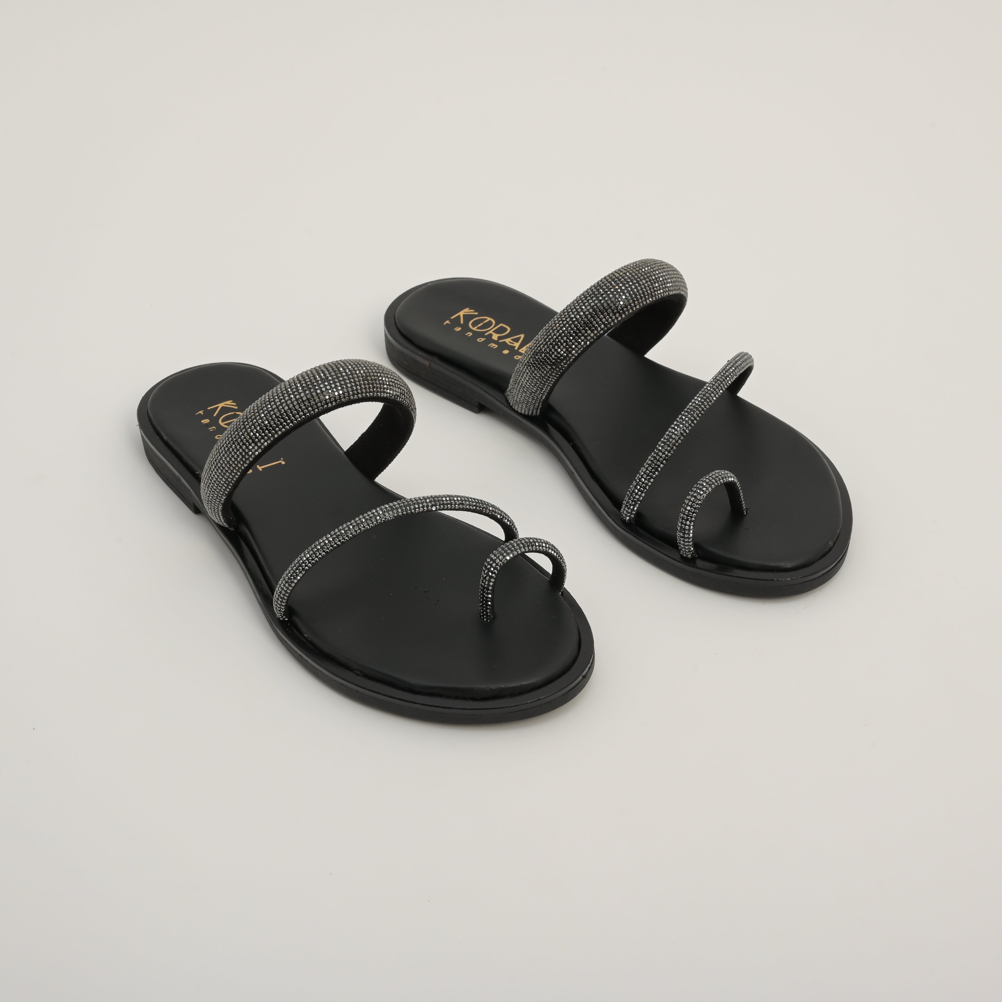 ANDRIANA Embellished Leather Strappy Sandal