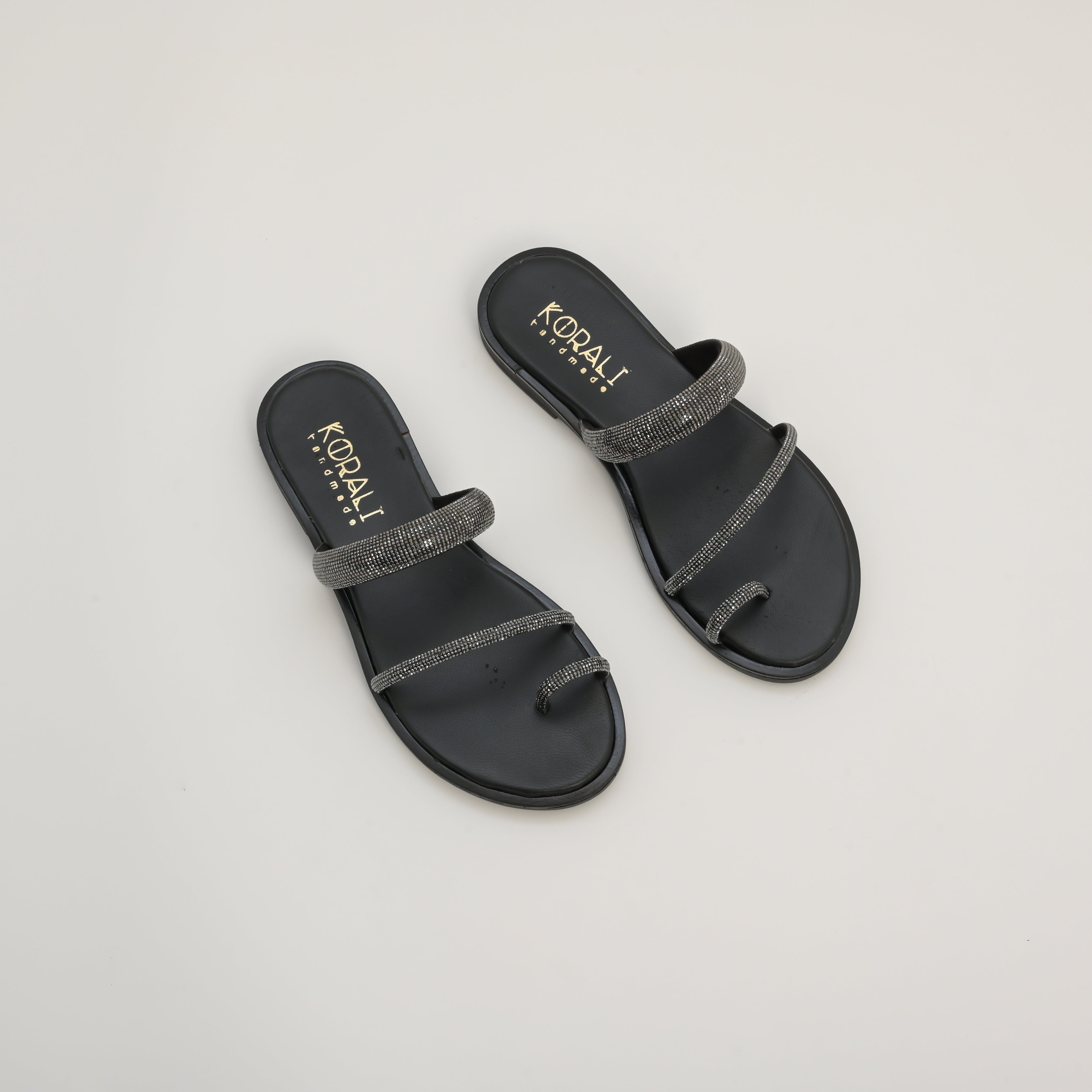 ANDRIANA Embellished Leather Strappy Sandal