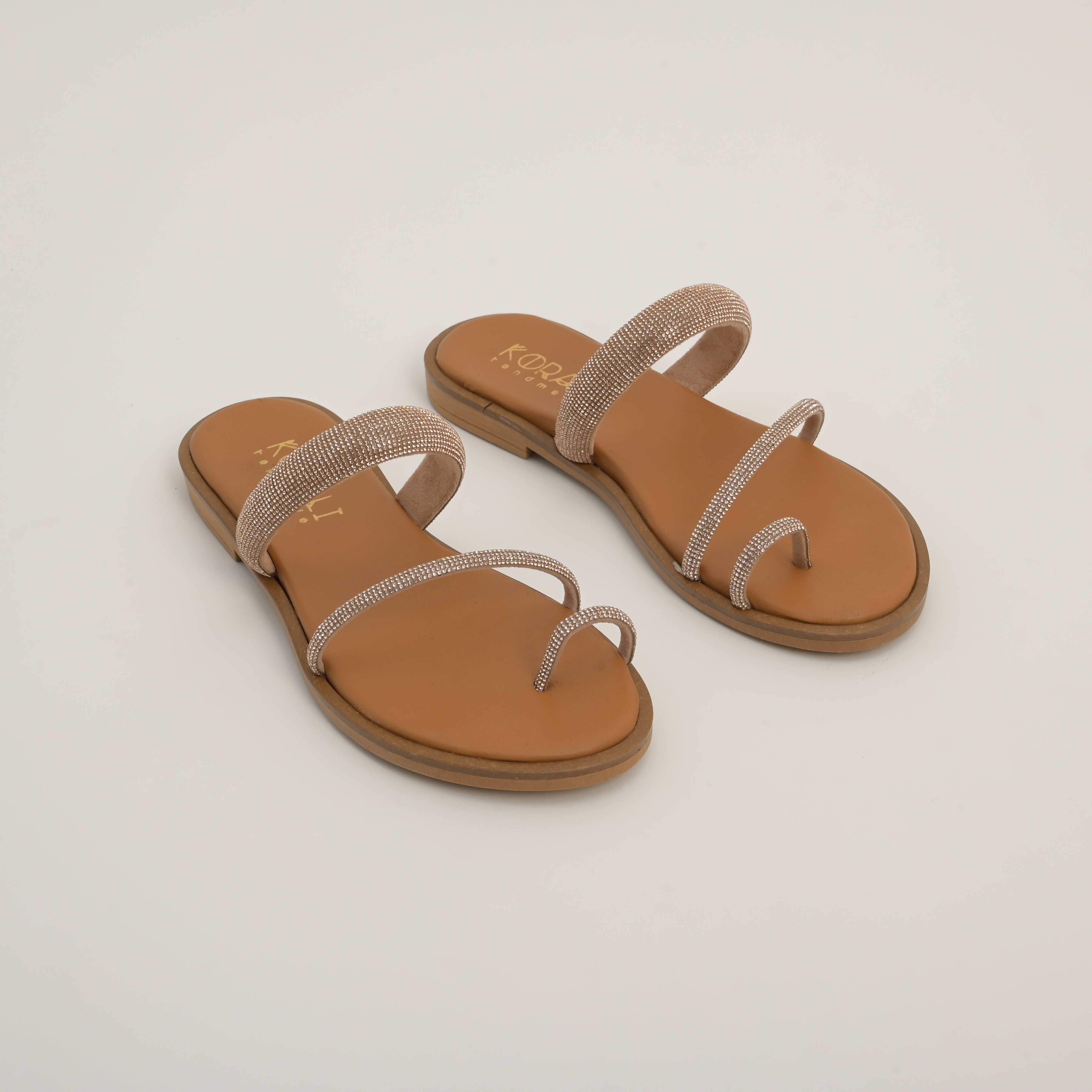 ANDRIANA Embellished Leather Strappy Sandal