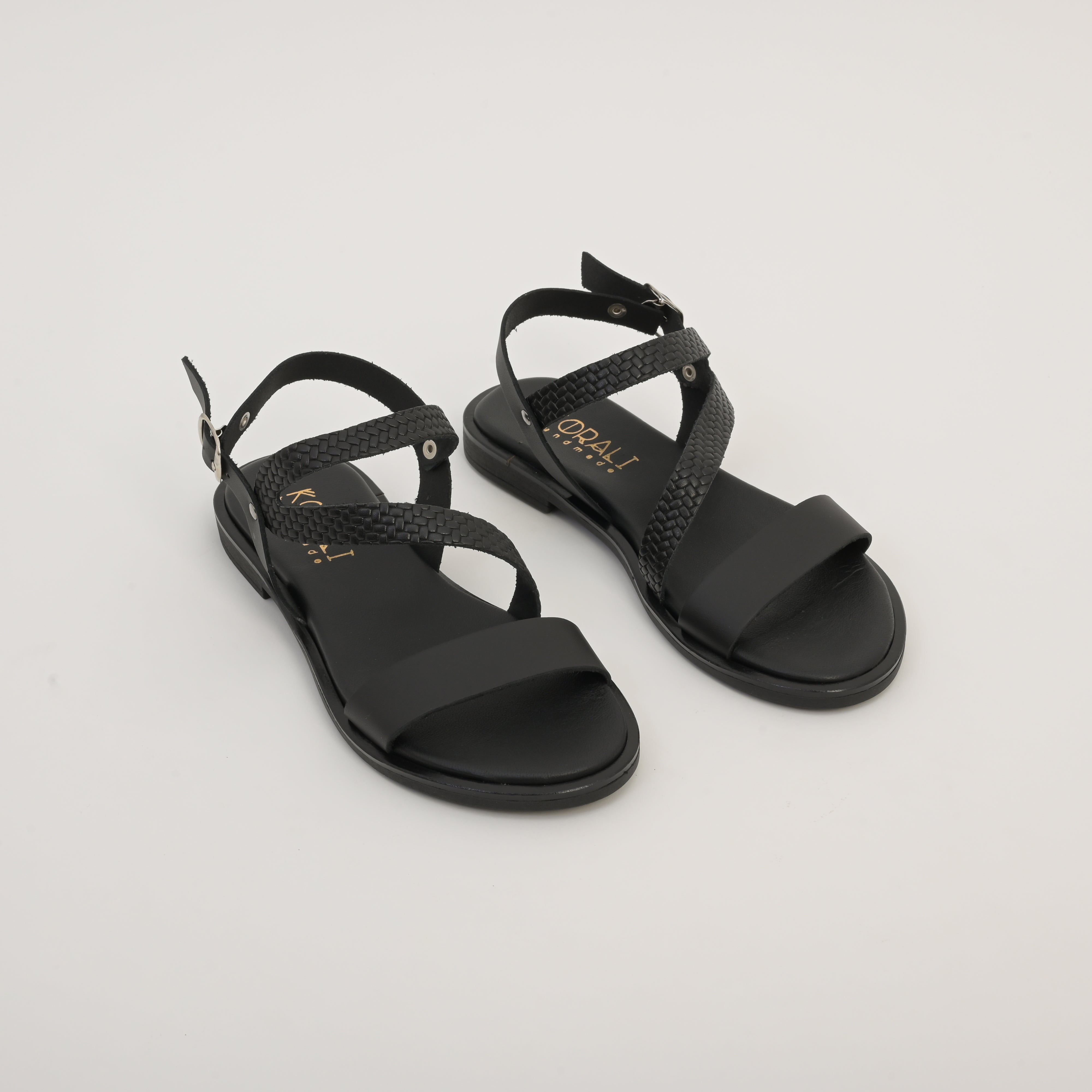NIKI Leather Strap Sandal with Textured Detailing