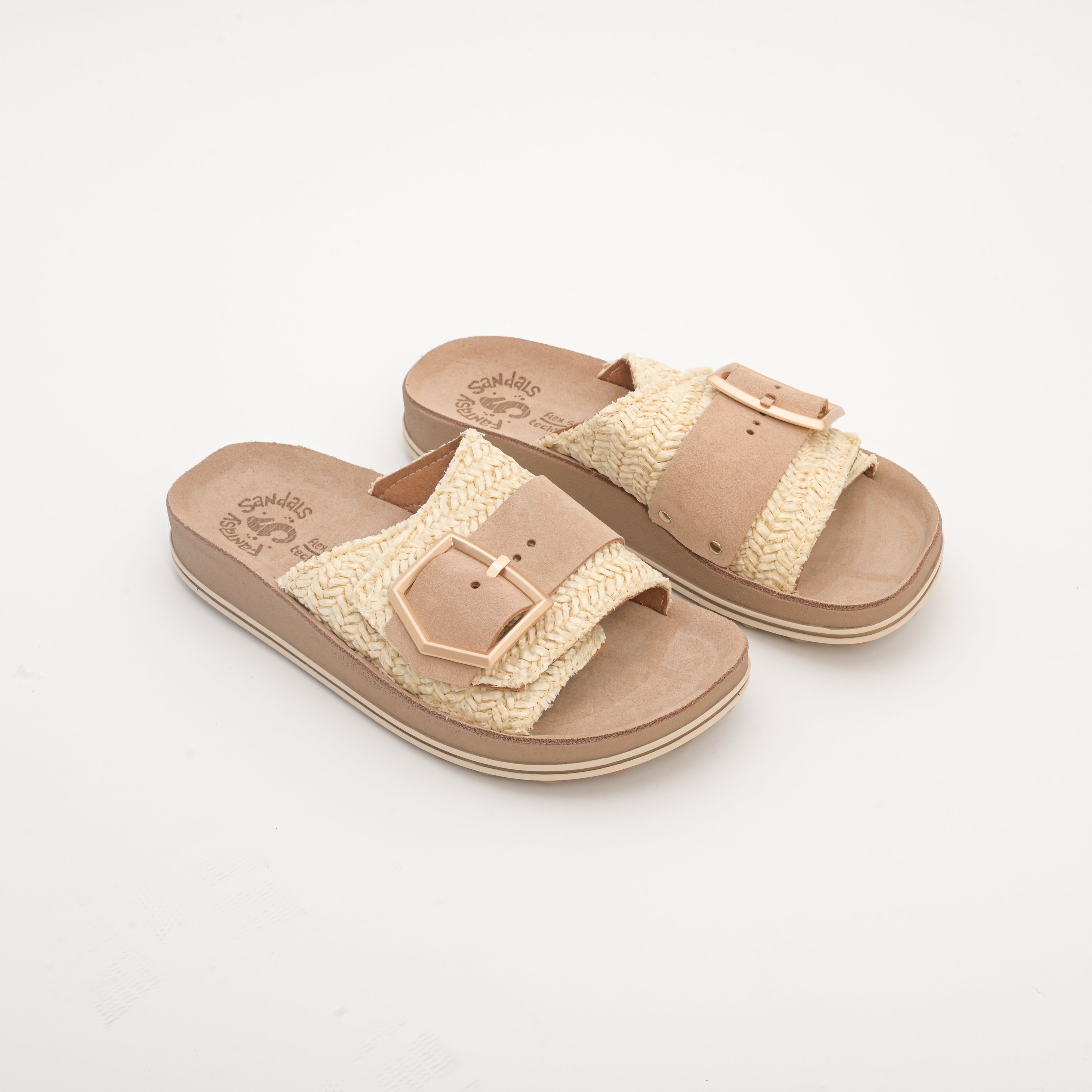 KORINA Raffia Slides by Fantasy Sandals