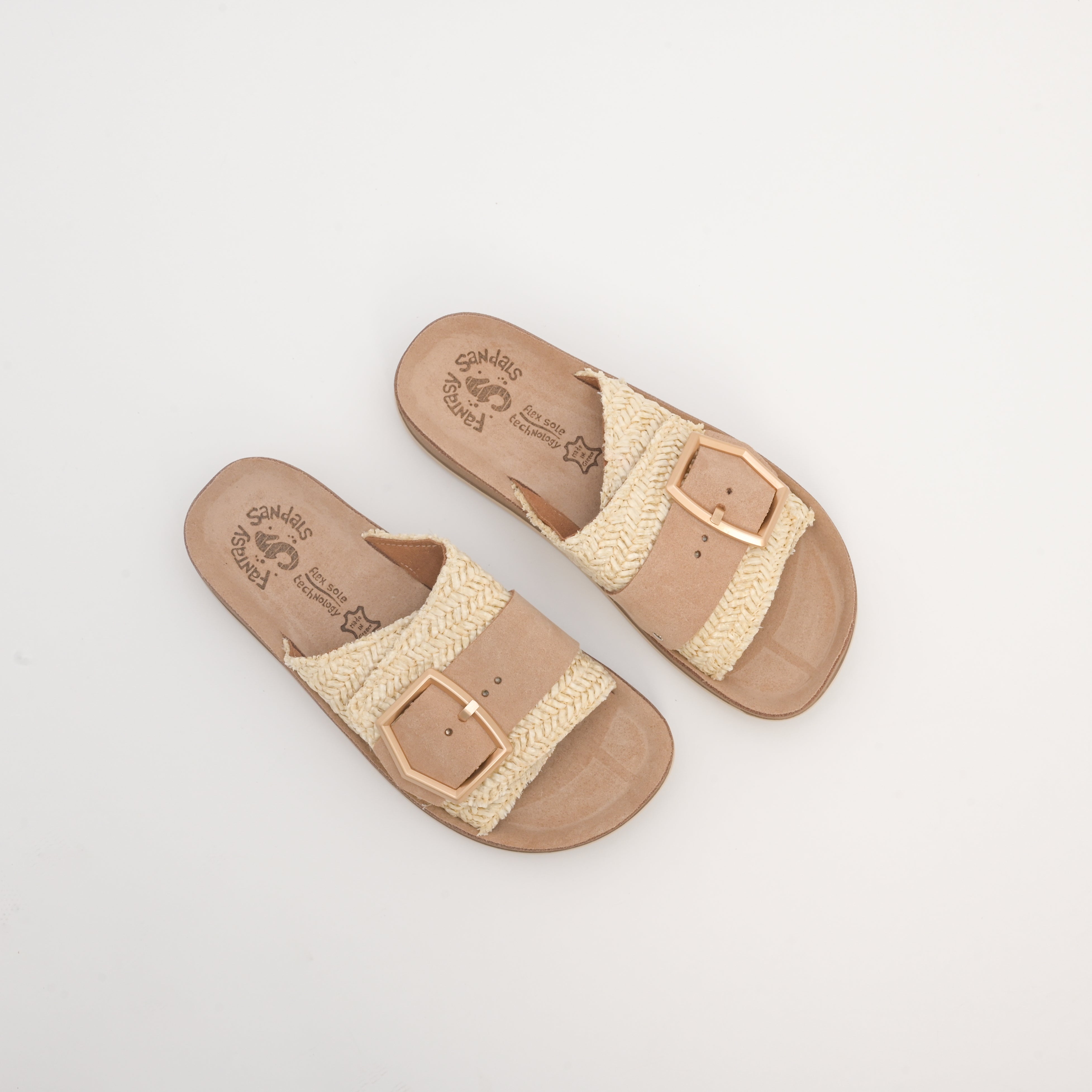 KORINA Raffia Slides by Fantasy Sandals